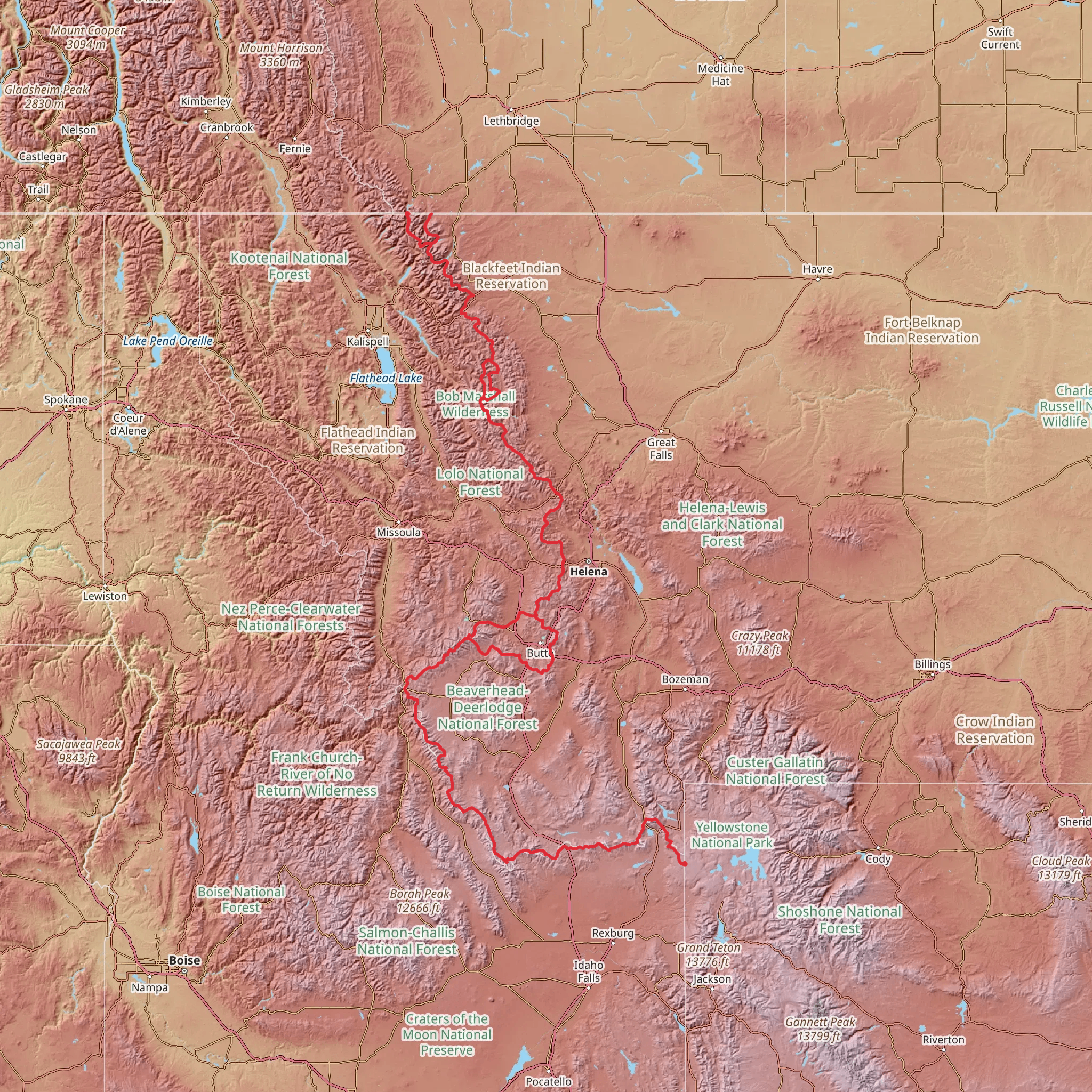 Continental Divide Trail - Montana And Idaho mobile static map