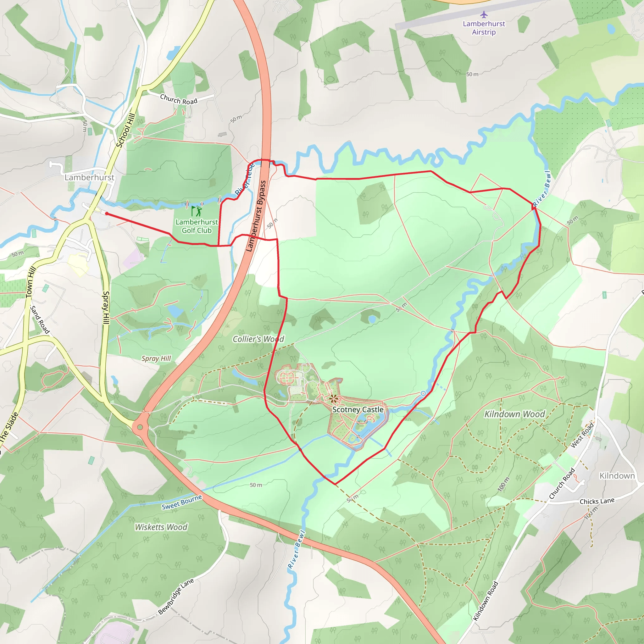 Scotney Castle and Broadham Wood Loop mobile static map