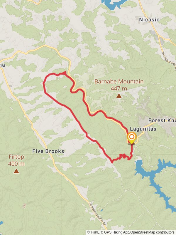 Shafter Grade, Bolinas Ridge and Cross Marin Loop Trail mobile static map