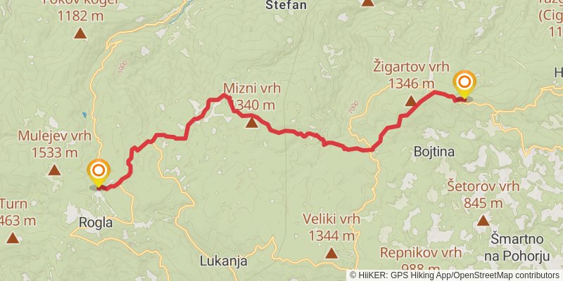 The Slovene Mountain Trail stage 2 Map