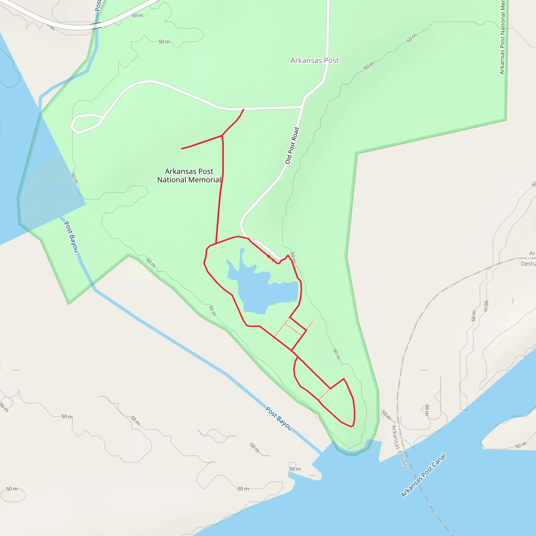 Arkansas Post National Memorial Loop mobile static map