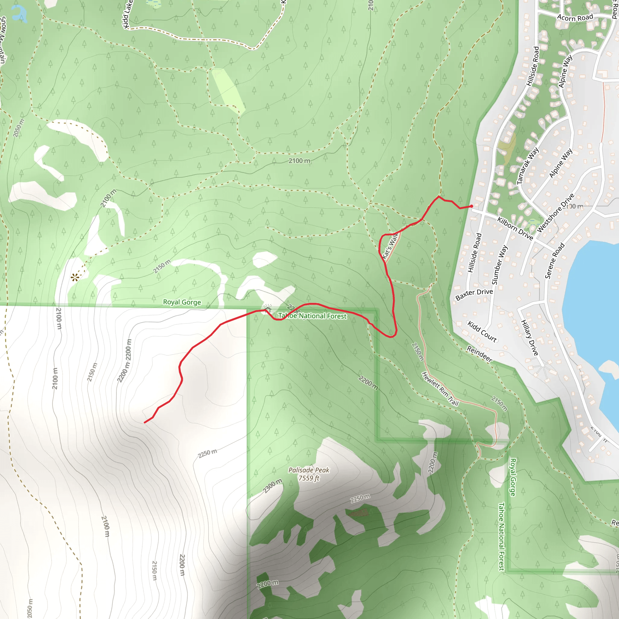 Kat's Walk and Palisade Peak mobile static map
