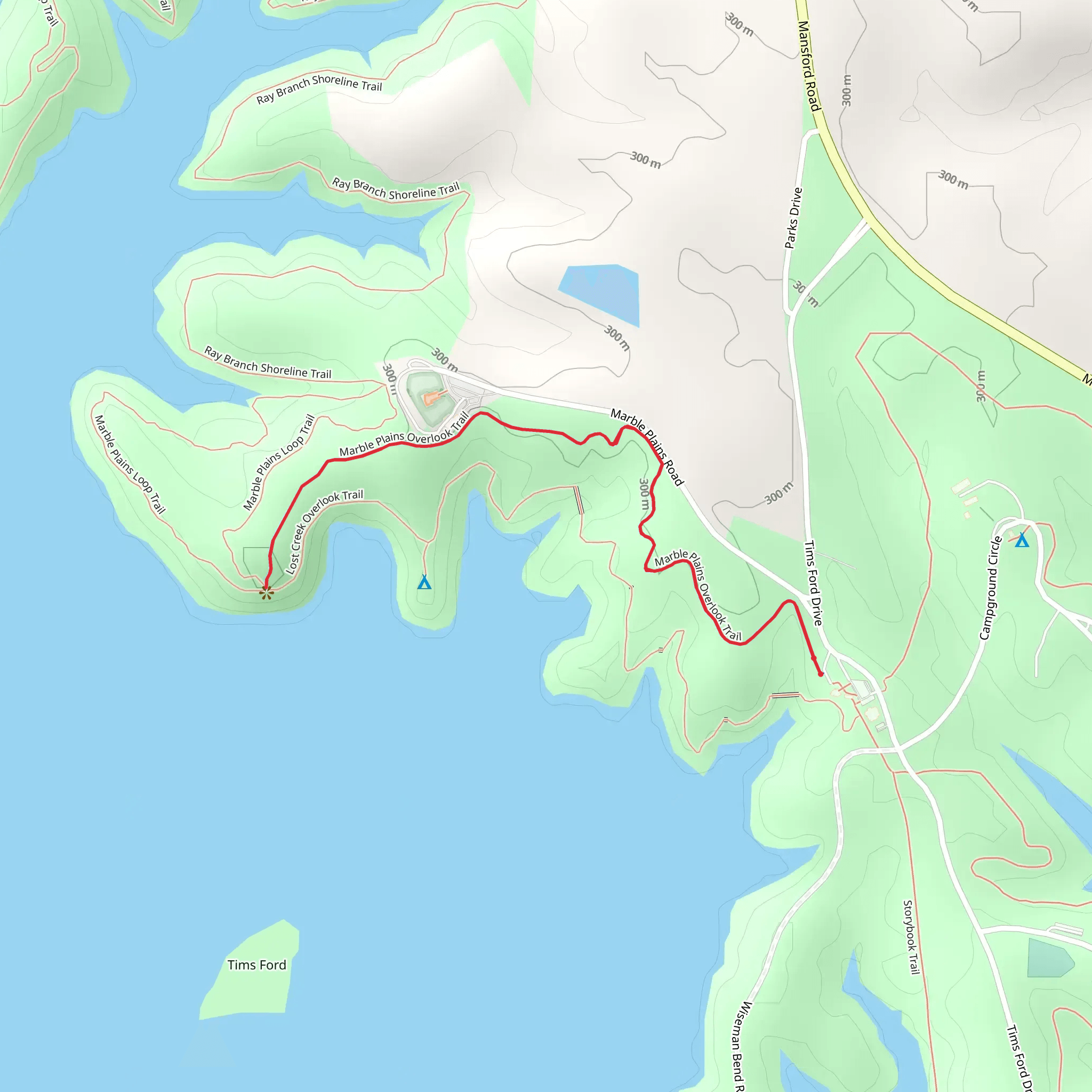 Marble Plains Overlook Trail mobile static map