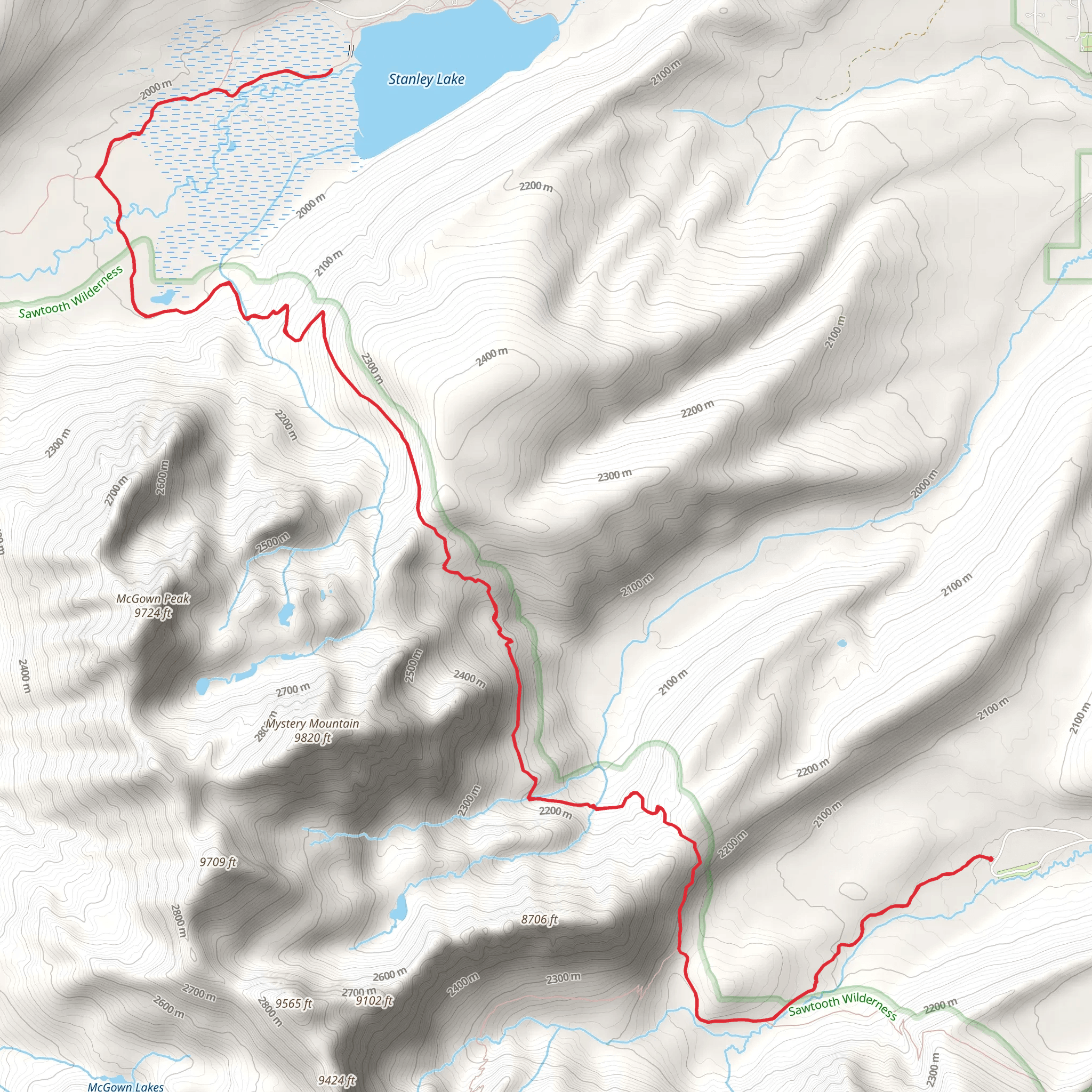 Iron Creek - Stanley Lake and Alpine Way Trail mobile static map