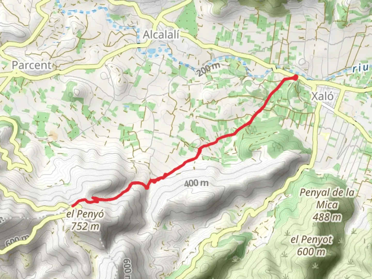 An image depicting the trail Xaló - Camì Tàberna SL CV 119 and its surrounding area.