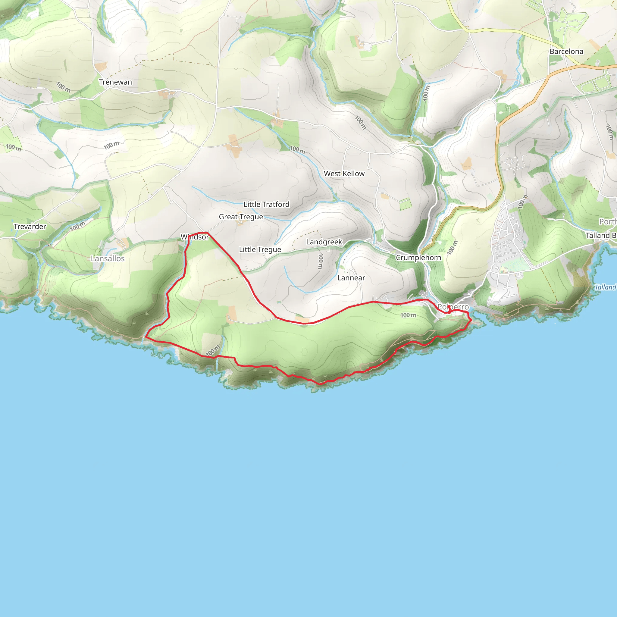 Polperro and East Coombe Walk mobile static map