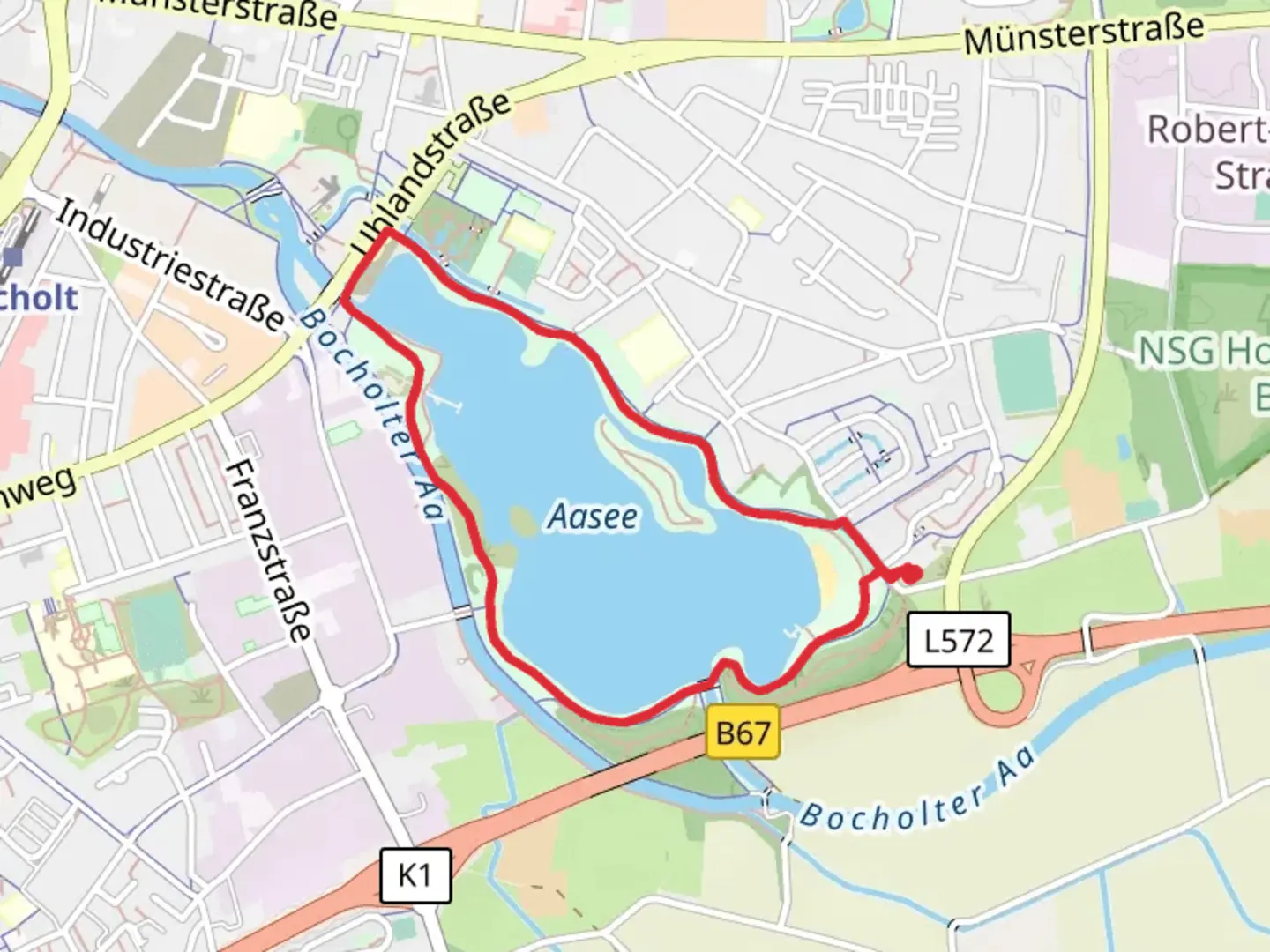 An image depicting the trail Aasee Loop and its surrounding area.