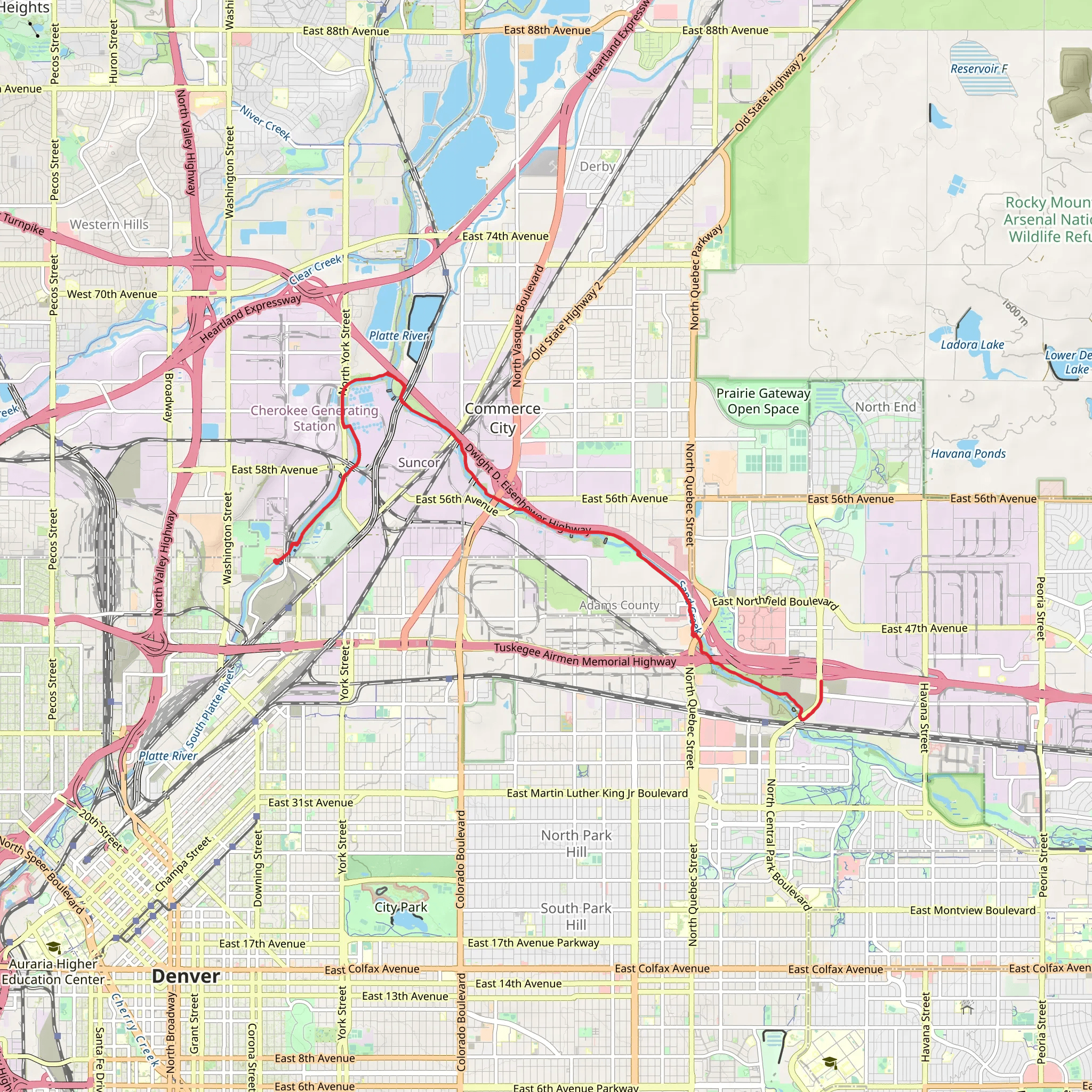 Platte River and Sand Creek Trail mobile static map