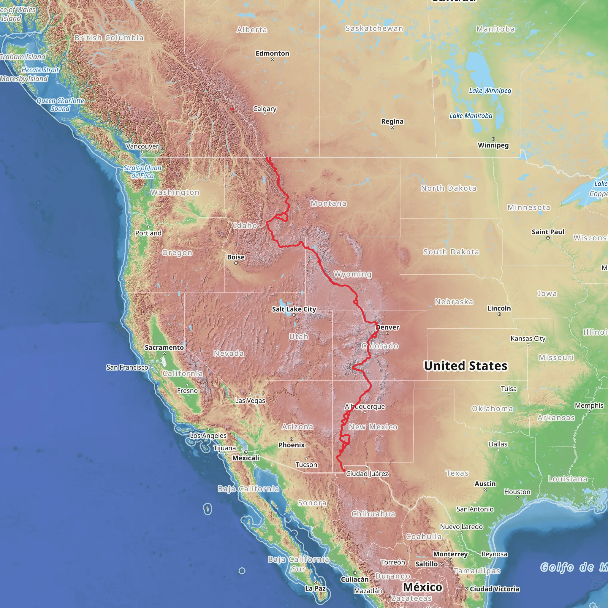 Continental Divide Trail mobile static map