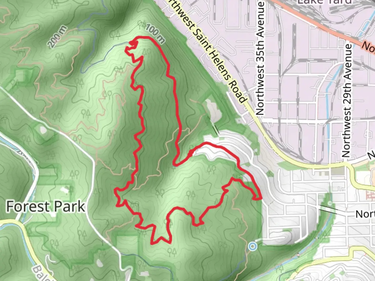 An image depicting the trail Northwest Leif Erikson Drive and Wildwood Loop Trail - Northwest Thurman Street and its surrounding area.