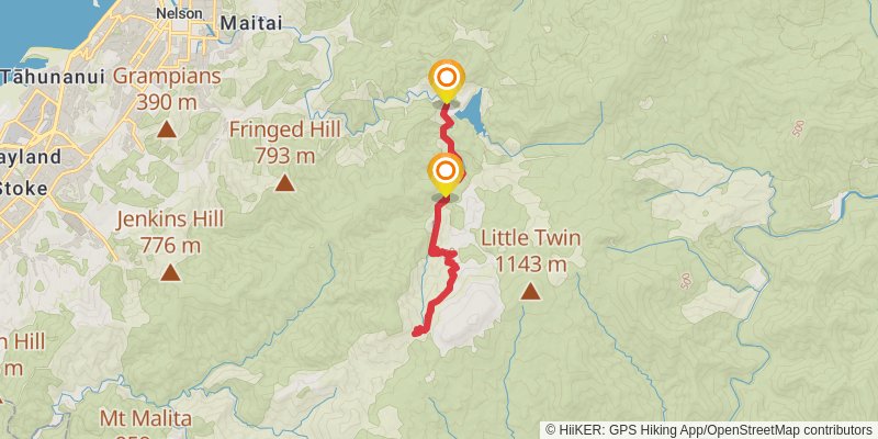 Coppermine Saddle via Dun Mountain Trail stage 2 Map
