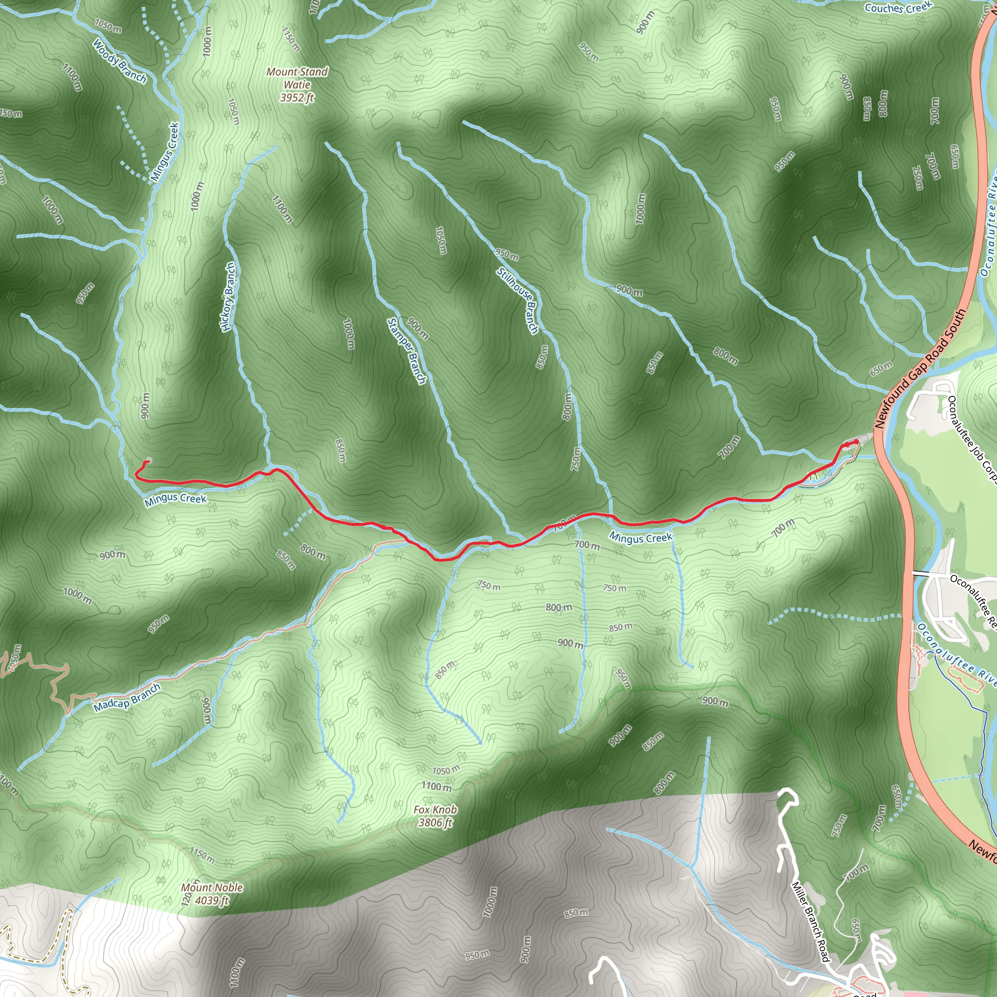 Mingus Creek Cemetery via Mingus Creek Trail mobile static map