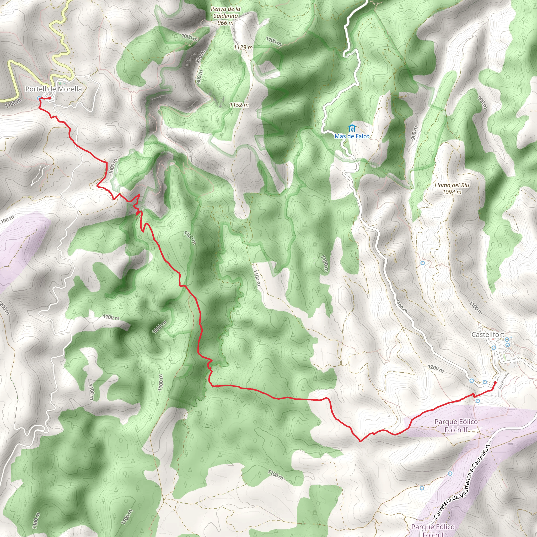 Portell de Morella - Castellfort ( by pr-cv 309 ) PR CV 332 mobile static map