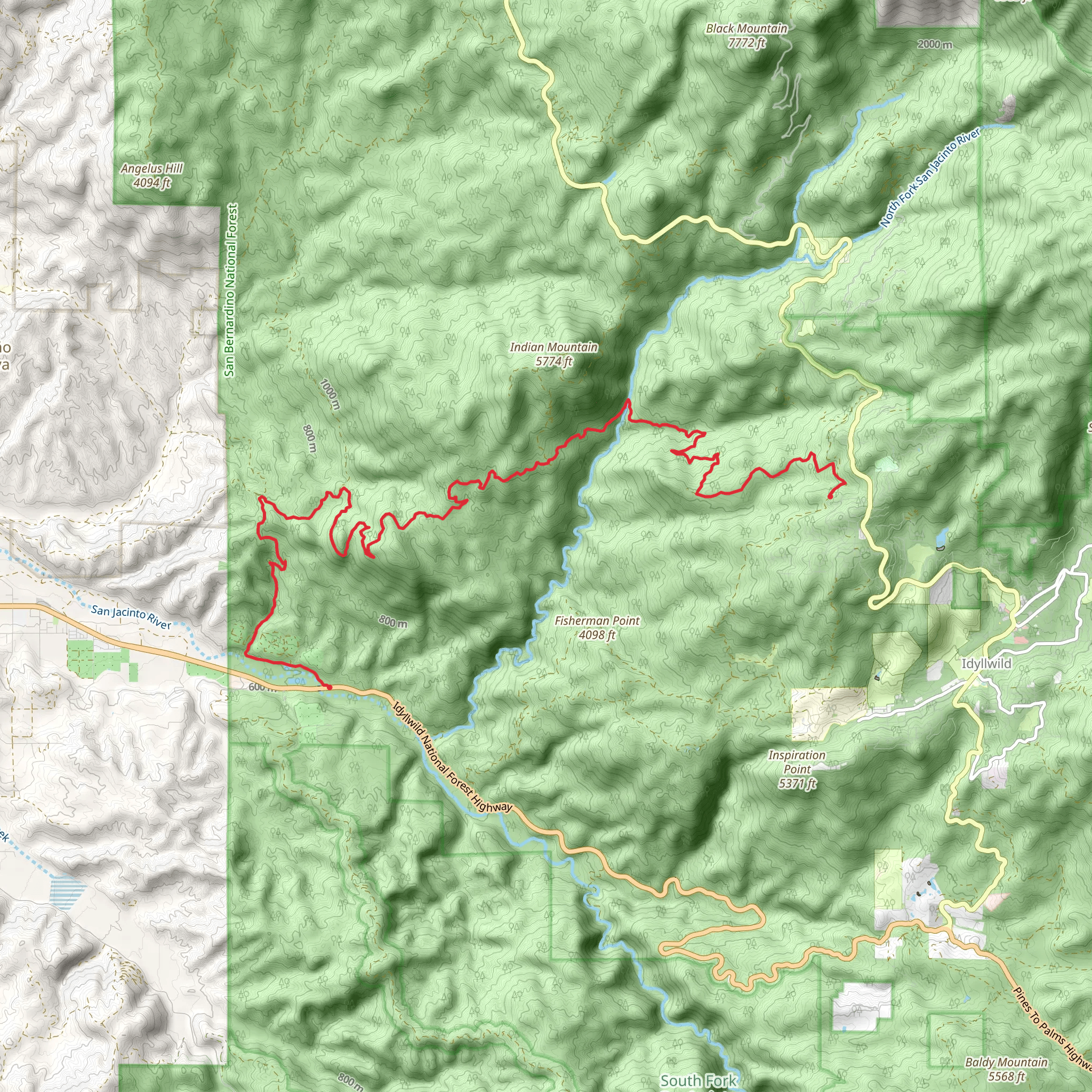 Bee Canyon Road and San Jacinto Ridge Road Trail mobile static map
