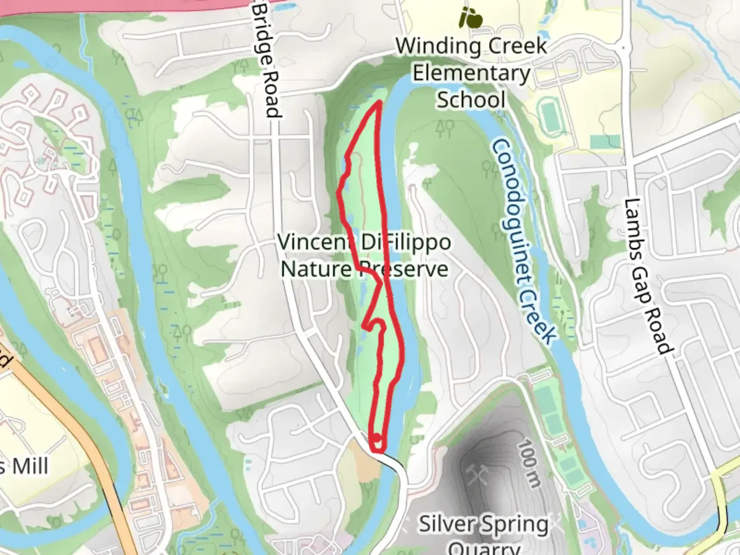 An image depicting the trail Vincent DiFilippo Nature Loop Trail and its surrounding area.