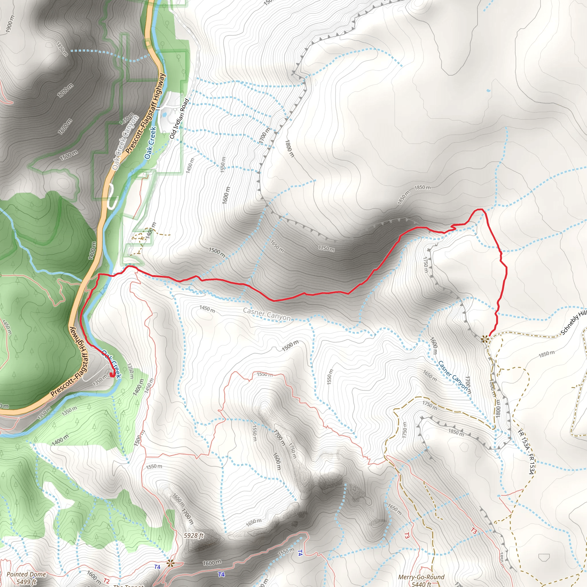 Allens Bend Trail and Casner Canyon Trail mobile static map