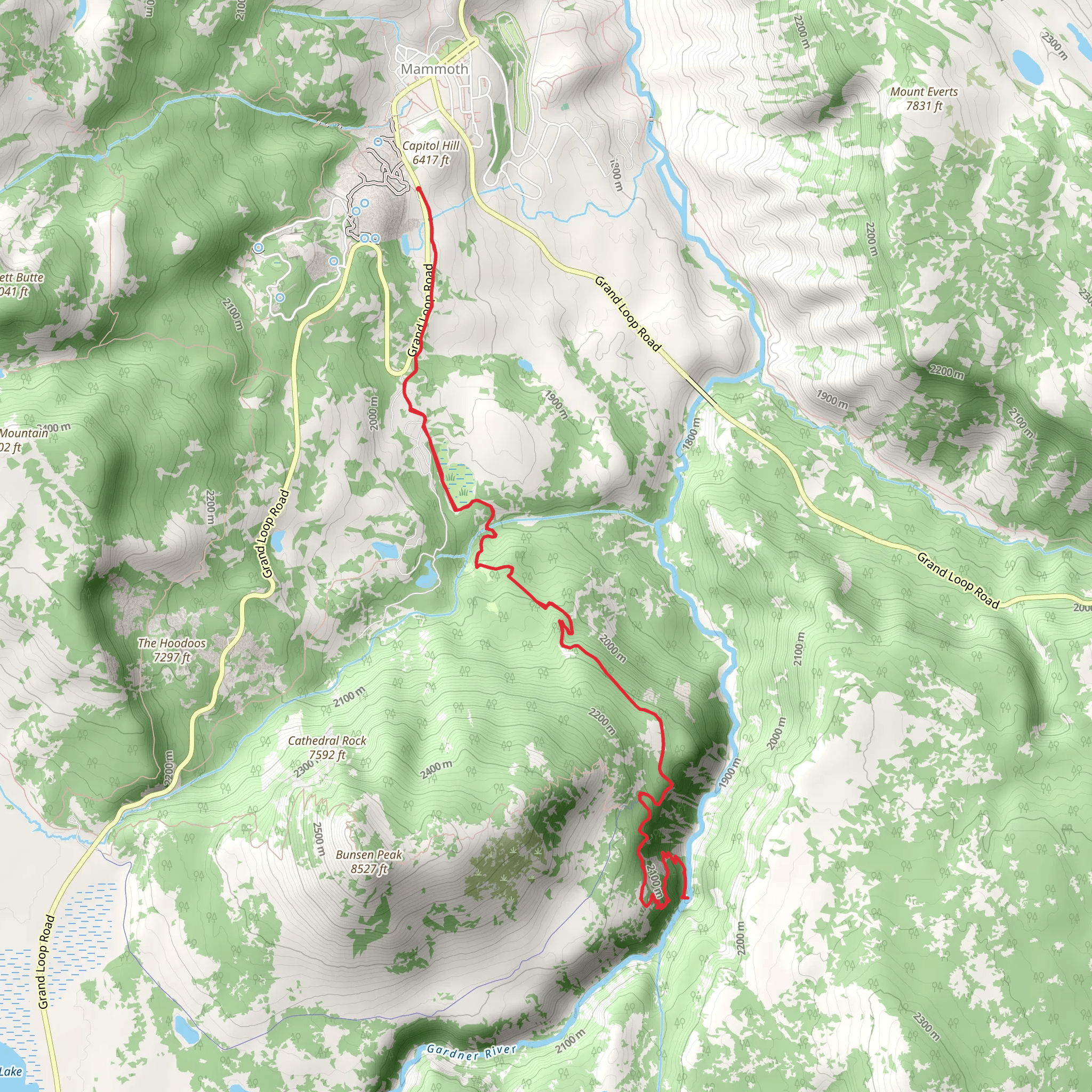 Gardner River via YCC Trail mobile static map