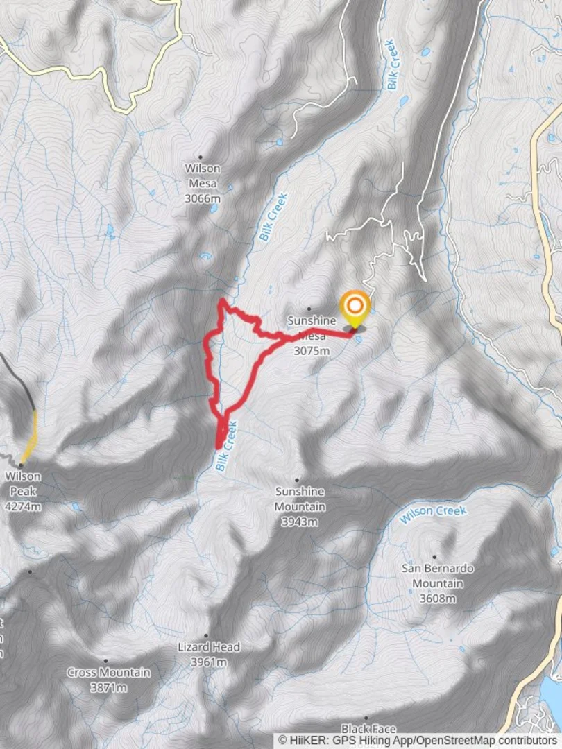 An image depicting the trail Wilson Mesa Trail and Morning Star Loop Trail and its surrounding area.