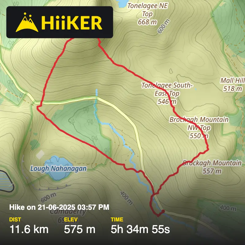 A map preview of the recording Hike on 21-06-2025 03:57 PM.