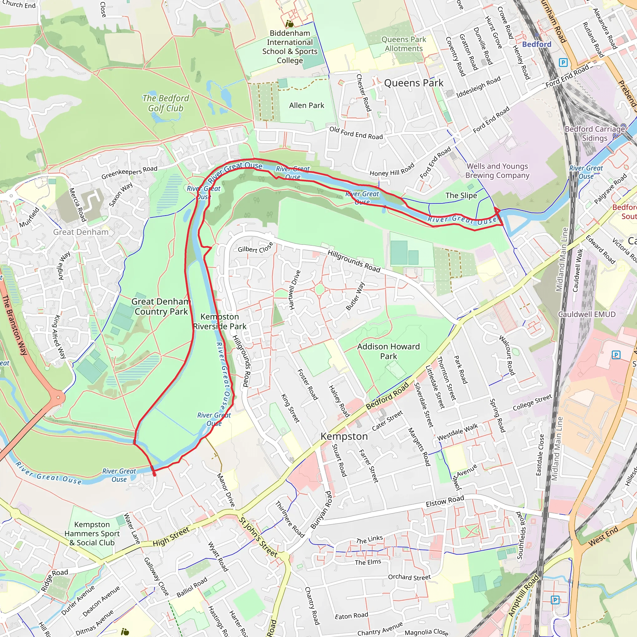 River Great Ouse Loop - Kempston mobile static map