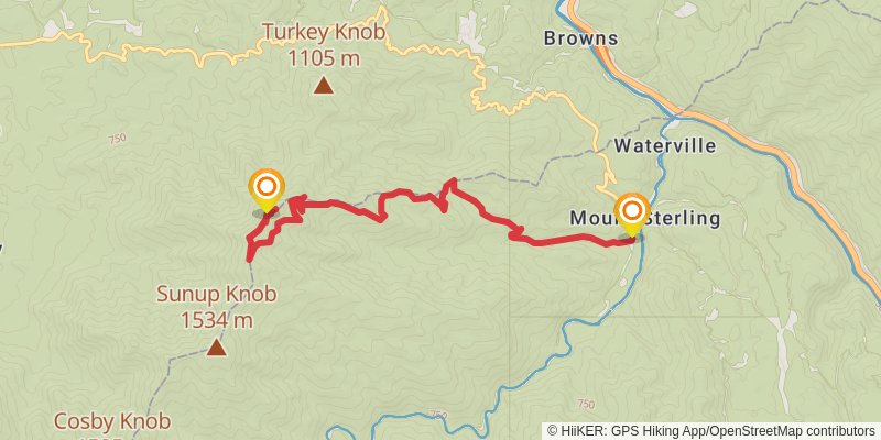 Chestnut Branch Trail to Mount Cammerer stage 2 Map