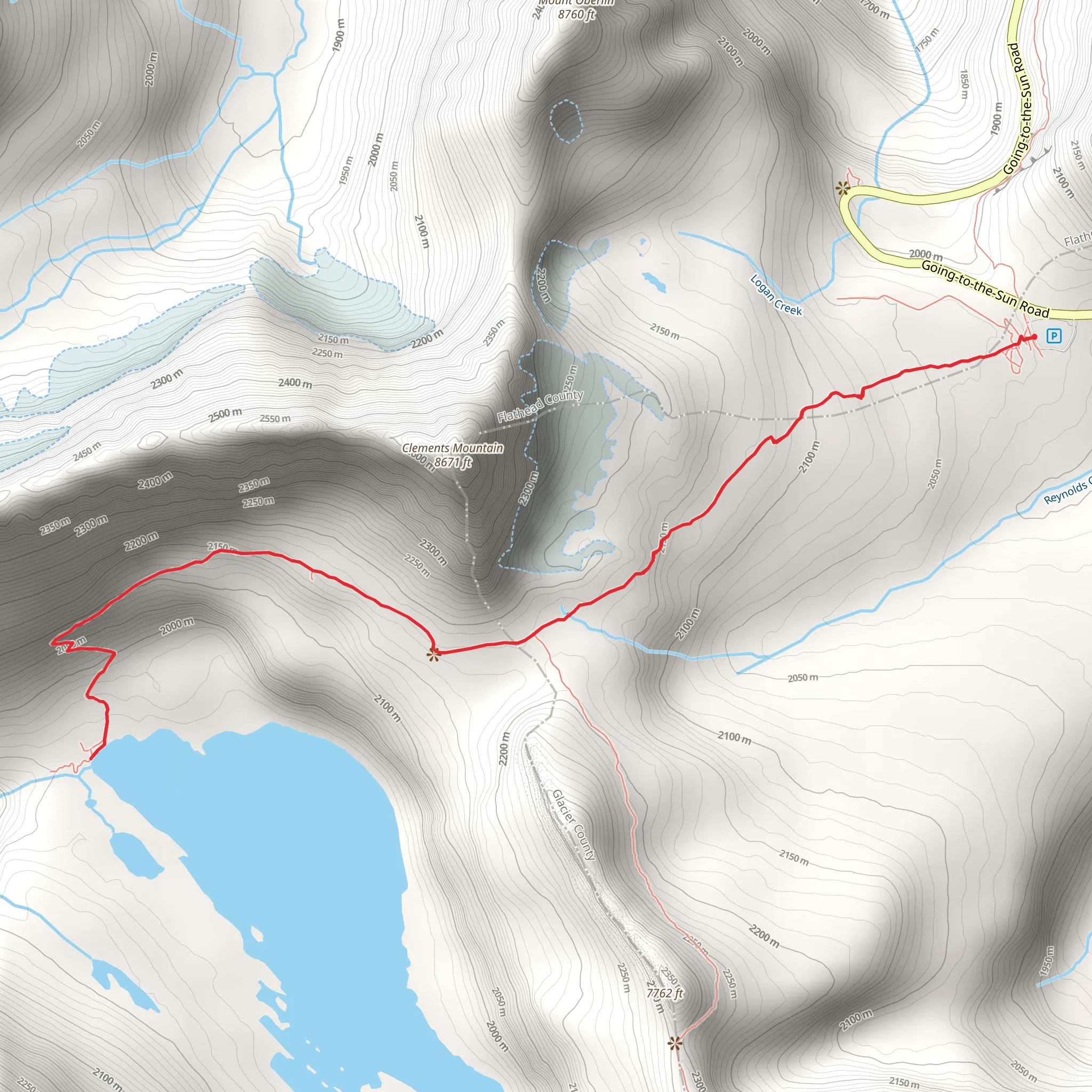 Hidden Lake Trail from Logan Pass mobile static map