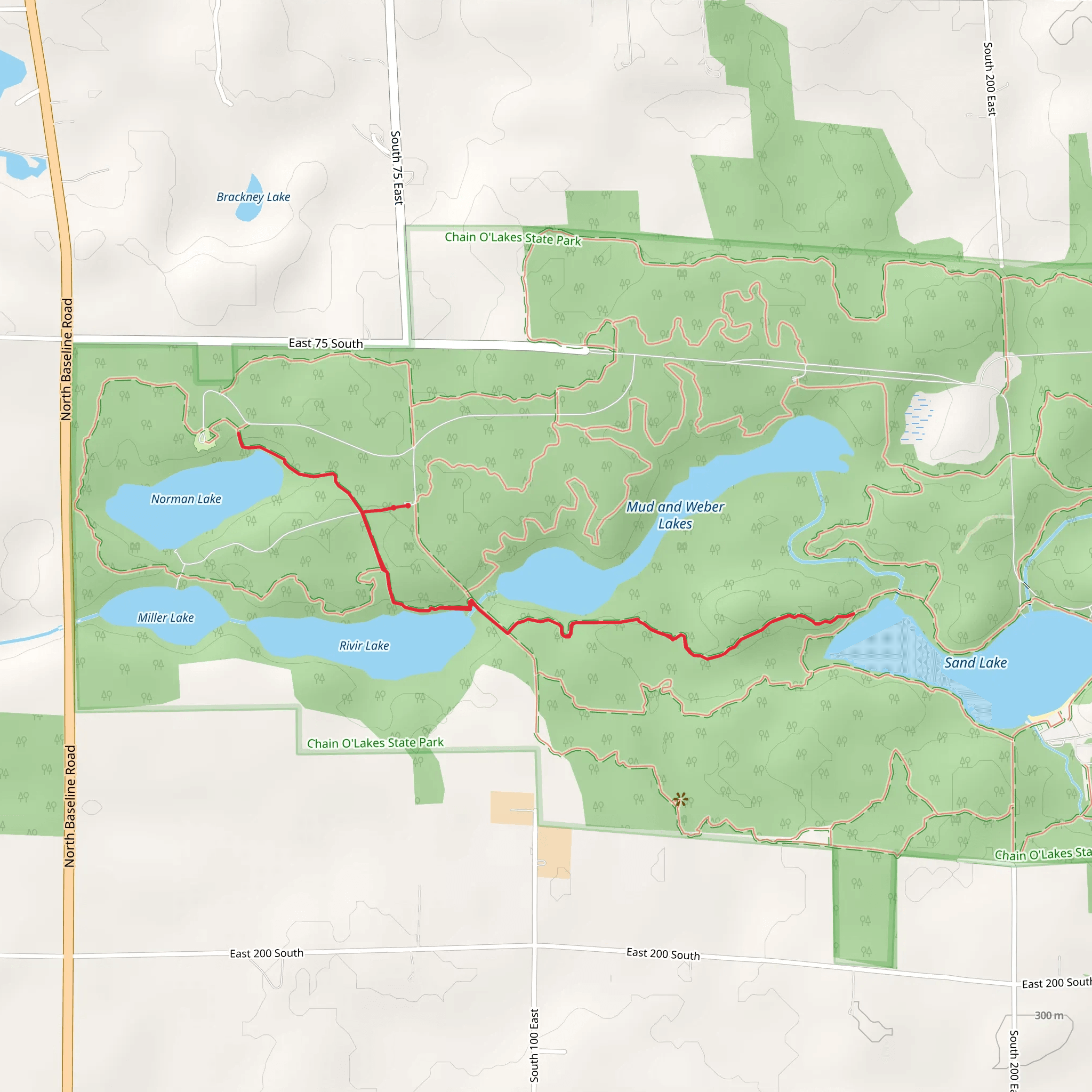 Mud and Weber Lakes and Norman Lake Out and Back mobile static map