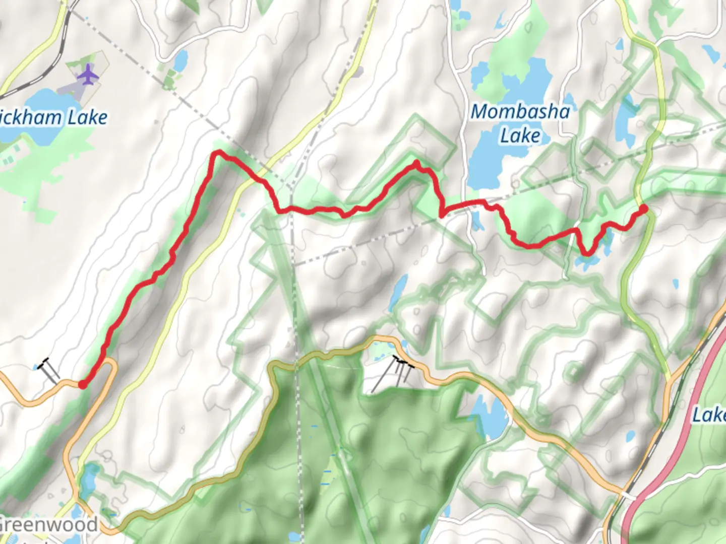 An image depicting the trail Little Dam Lake via Appalachian Trail and its surrounding area.