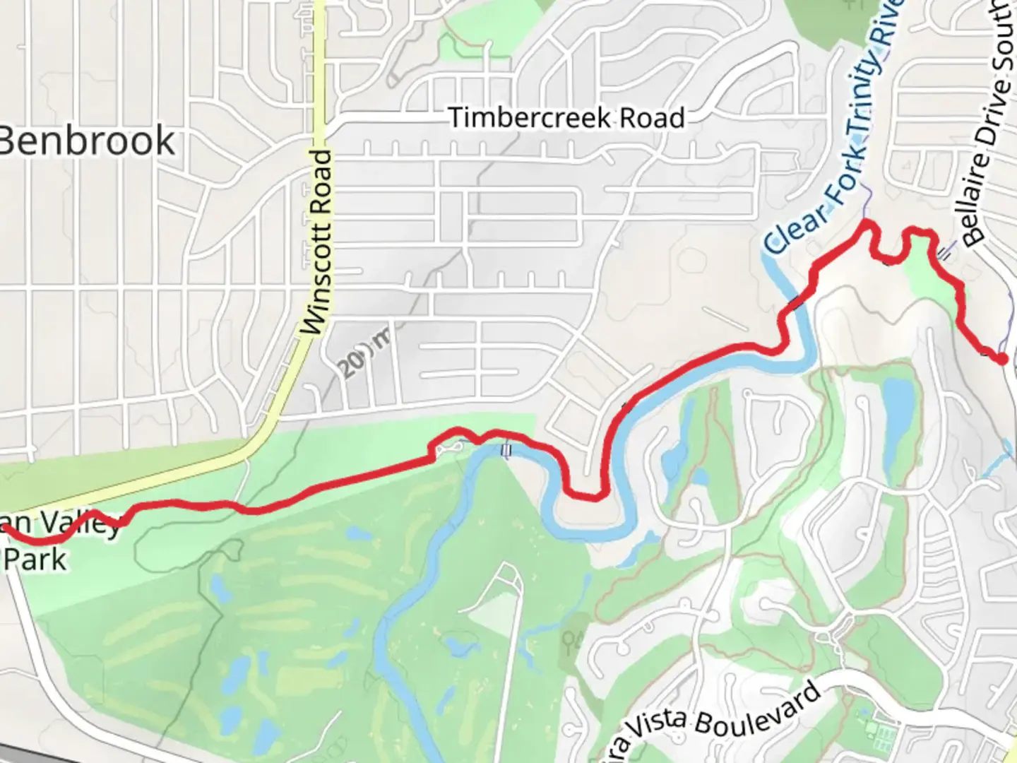 An image depicting the trail Fort Worth Branch and its surrounding area.