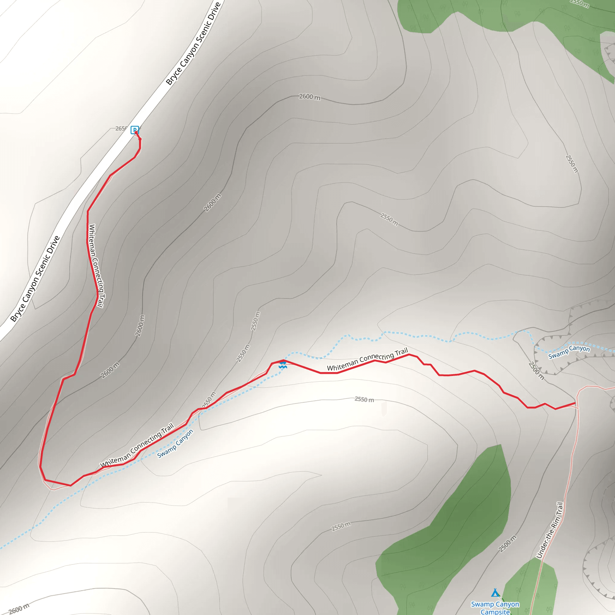 Swamp Canyon Campsite via Whiteman Connecting Trail mobile static map
