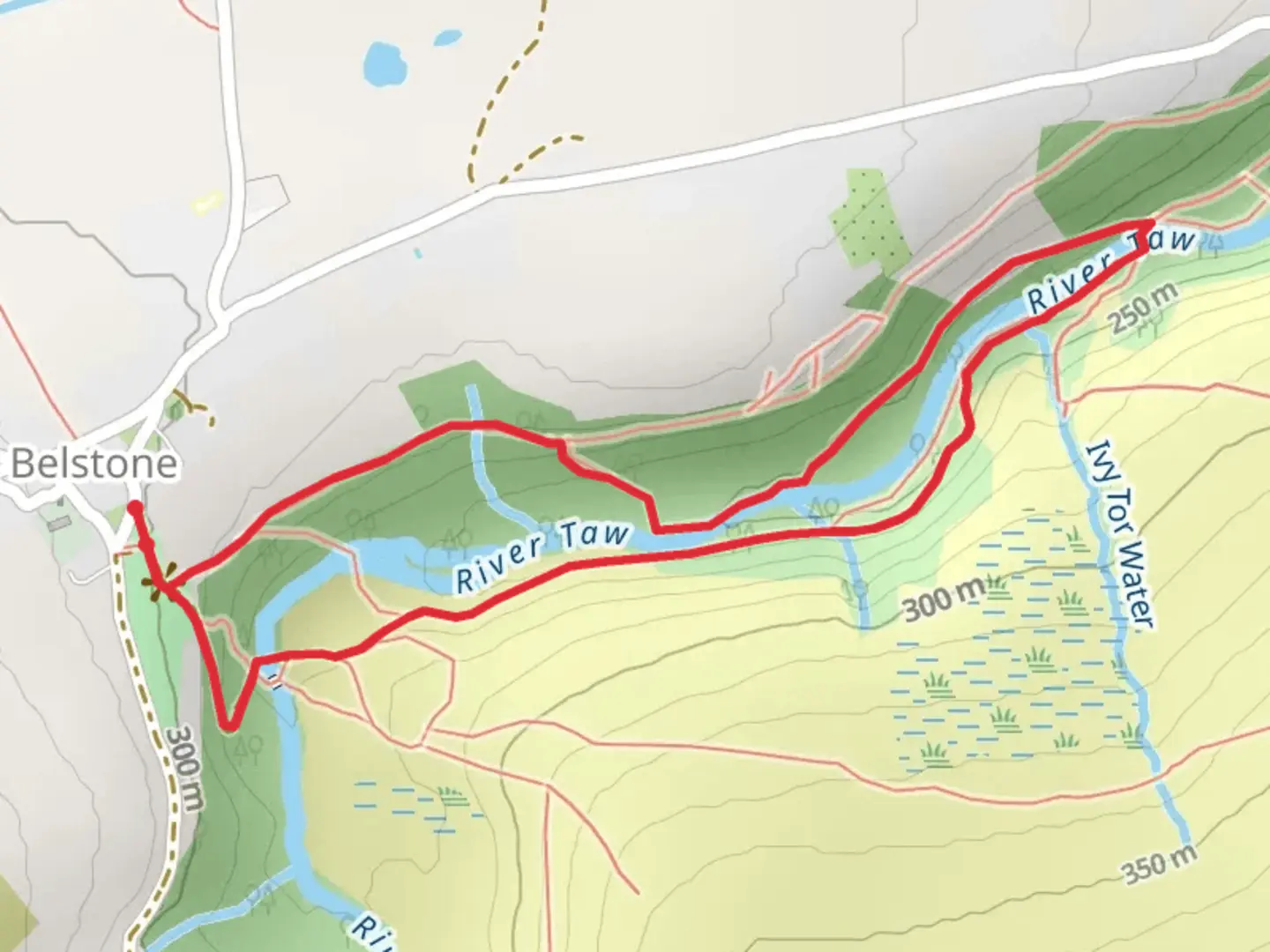 An image depicting the trail Dartmoor Way and Sticklepath to Belstone Circular and its surrounding area.