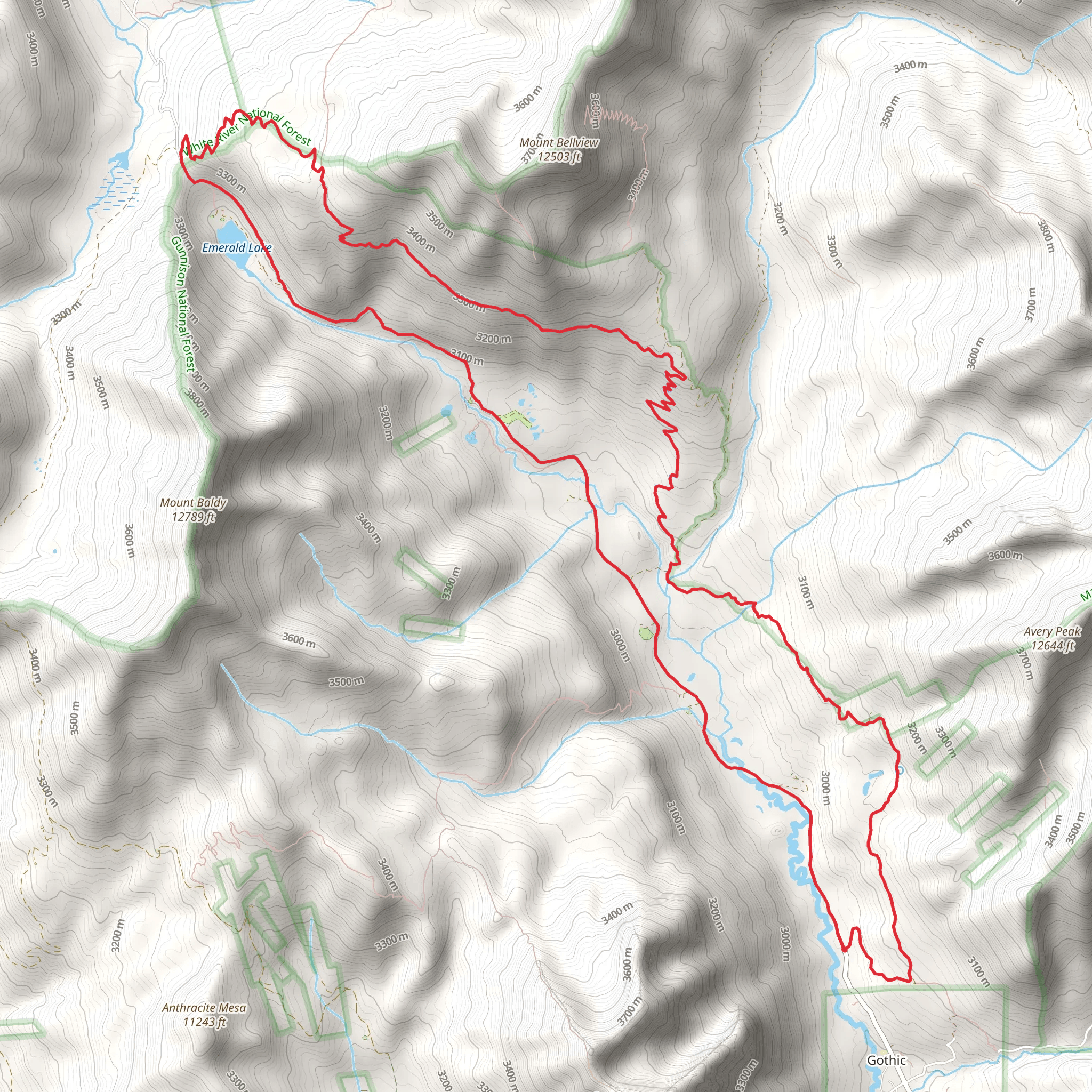 Schofield Pass via Trail Riders 401 Trail mobile static map