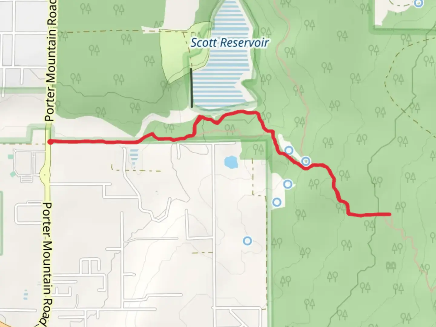 An image depicting the trail Ice Cave Short Trail - Porter Mountain Road and its surrounding area.