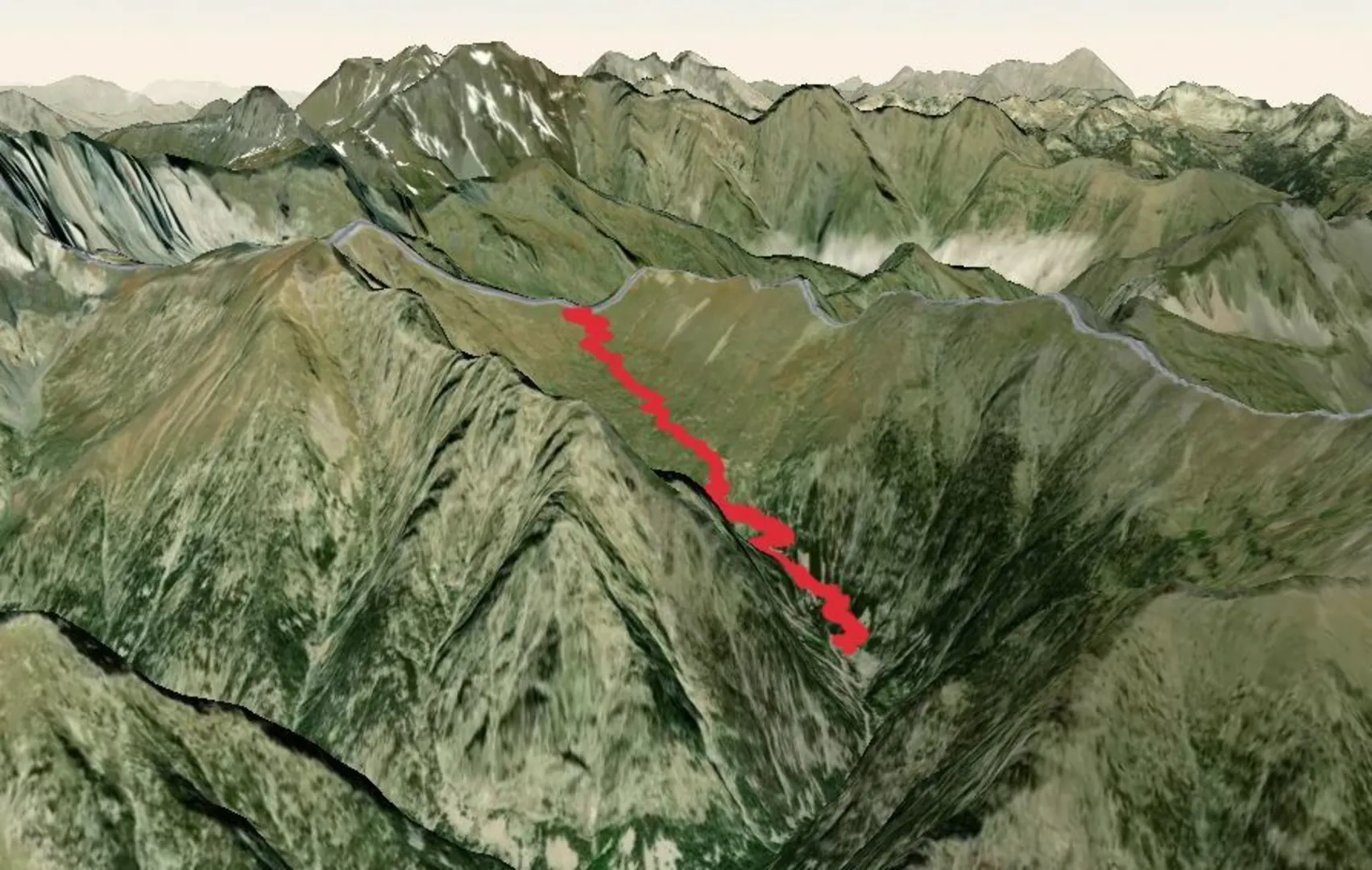 An image depicting the trail Road to the Old Port of Bielsa PR HU 182a and its surrounding area.