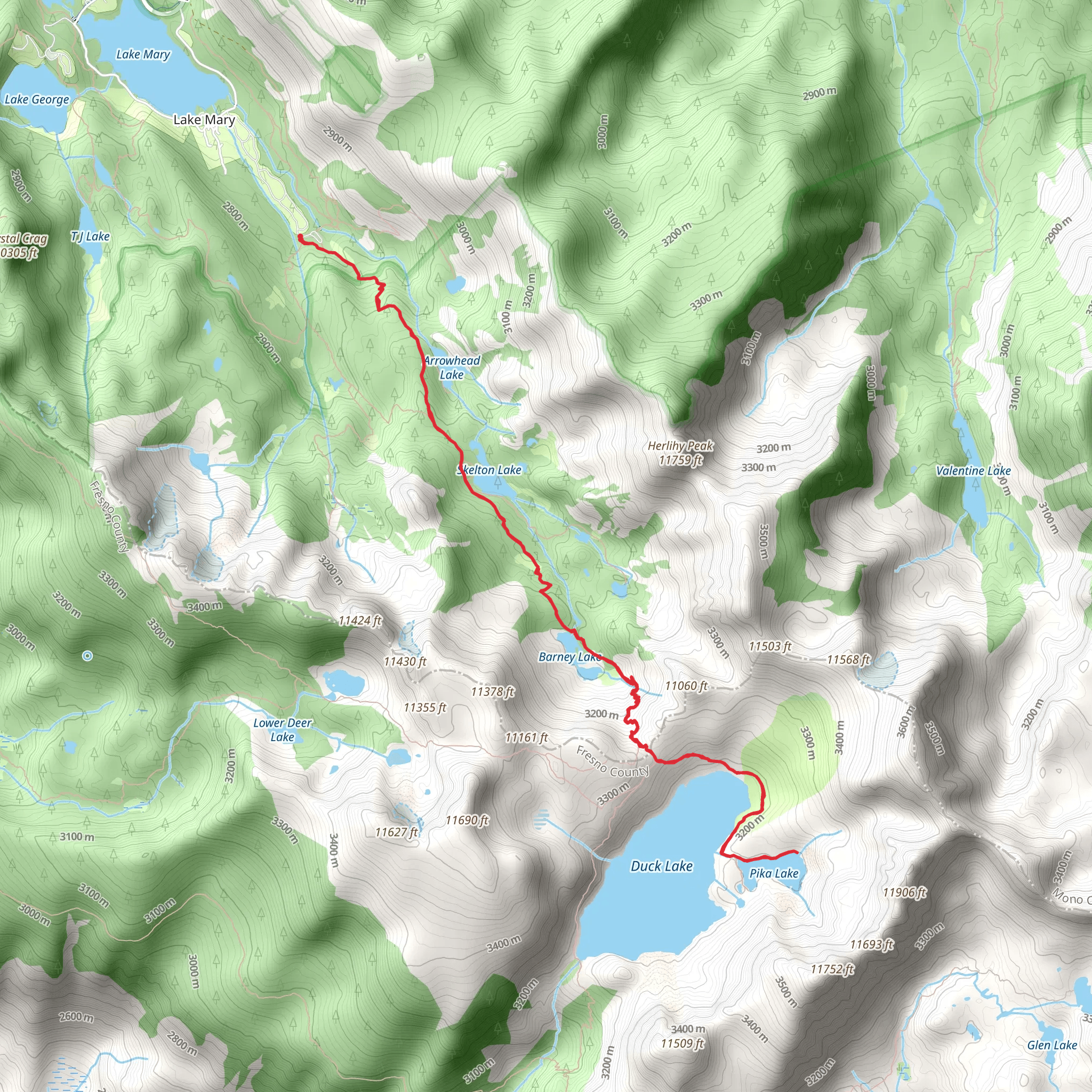 Duck Pass and Pika Lake Trail mobile static map