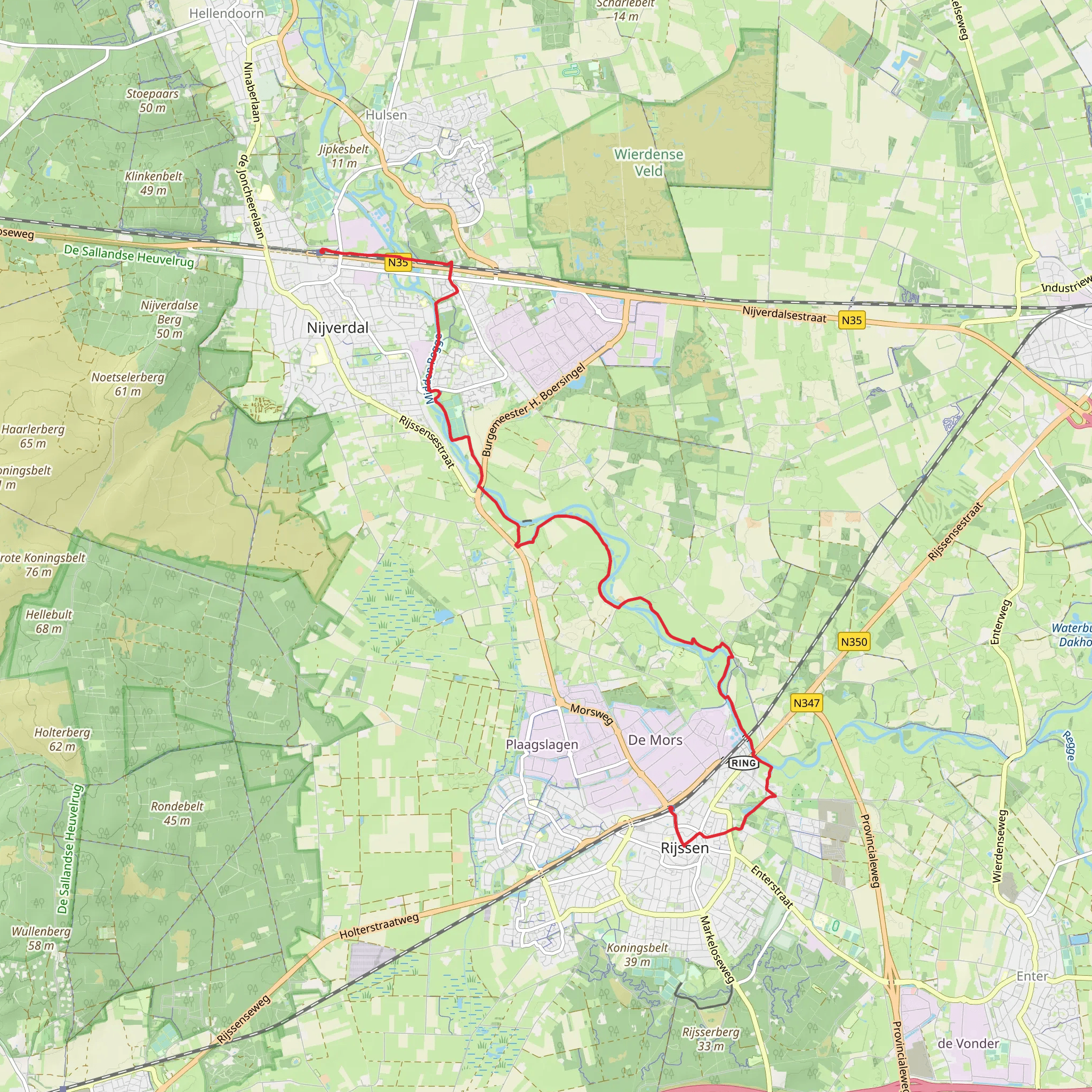 Rijssen to Nijverdal via Grimberger and Keppelbrug mobile static map
