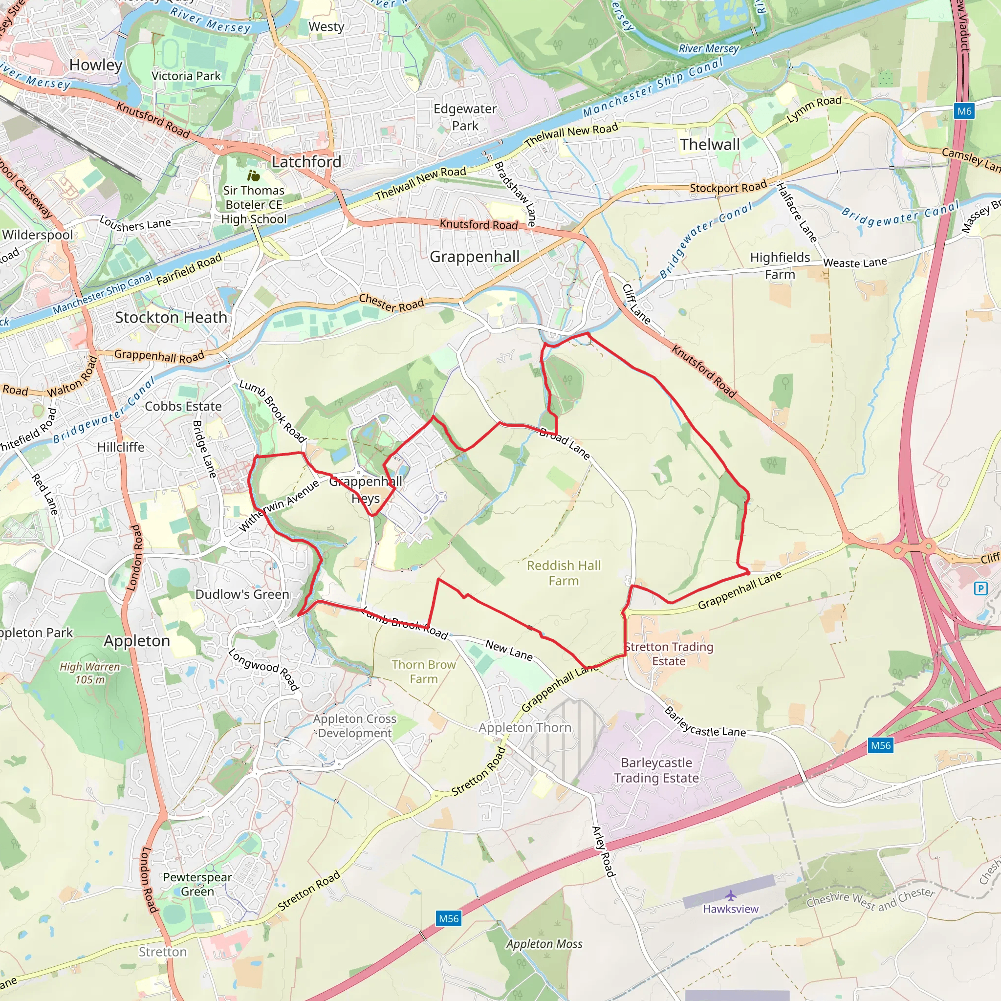 Grapenhall Wood and The Dingle Loop mobile static map