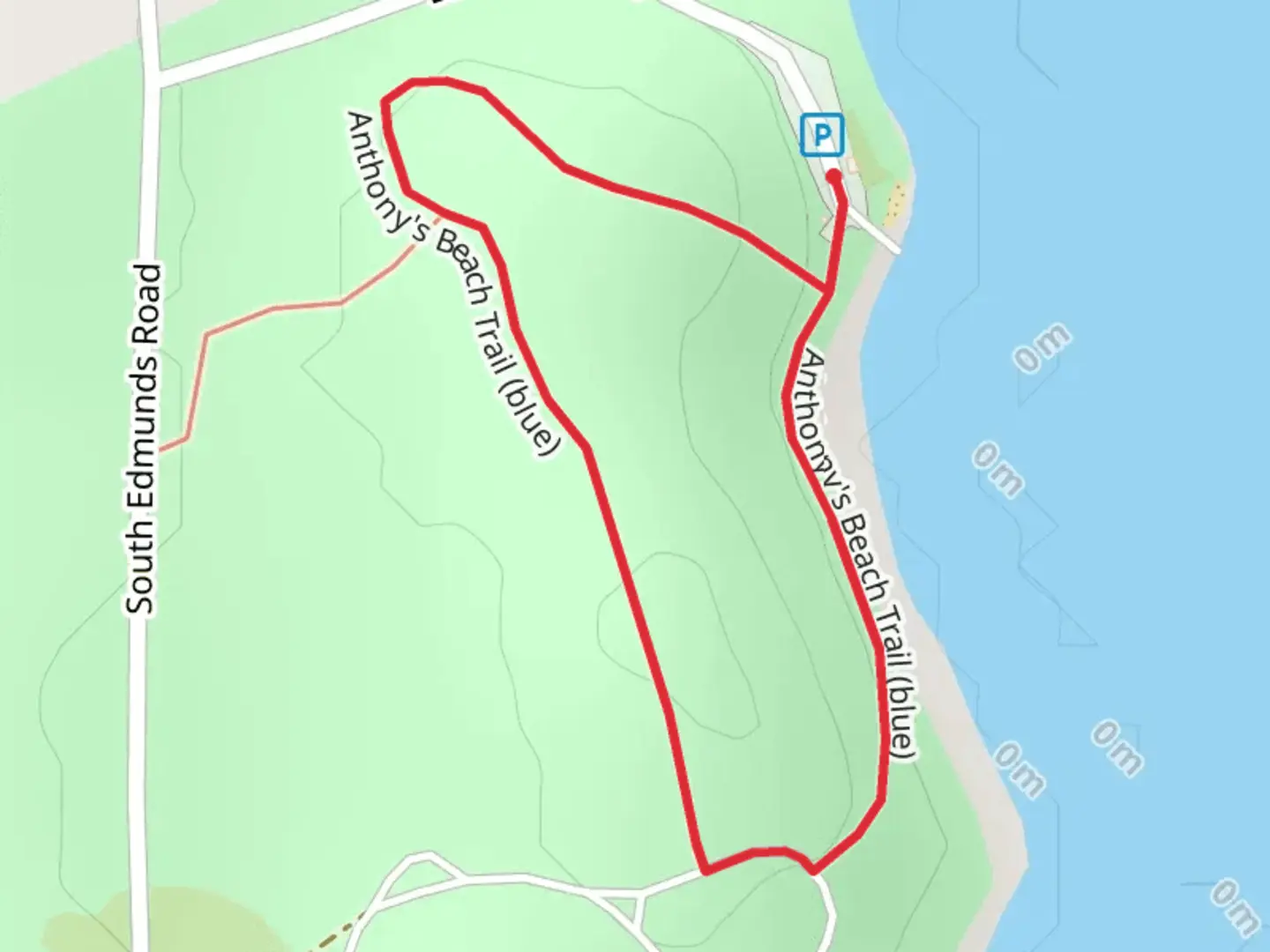An image depicting the trail Anthony's Beach Trail Loop and its surrounding area.