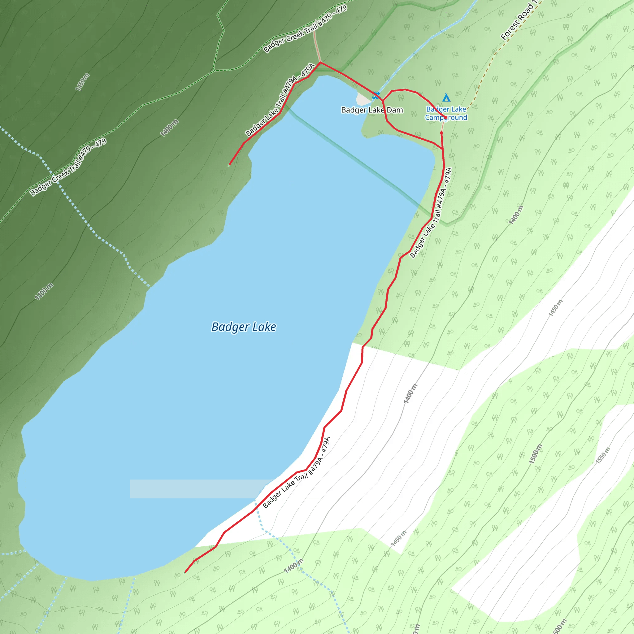 Badger Lake Trail mobile static map