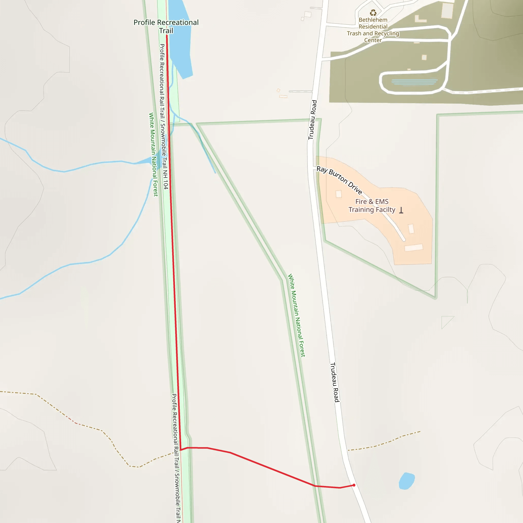 Profile Recreational Trail from Trudeau Road mobile static map