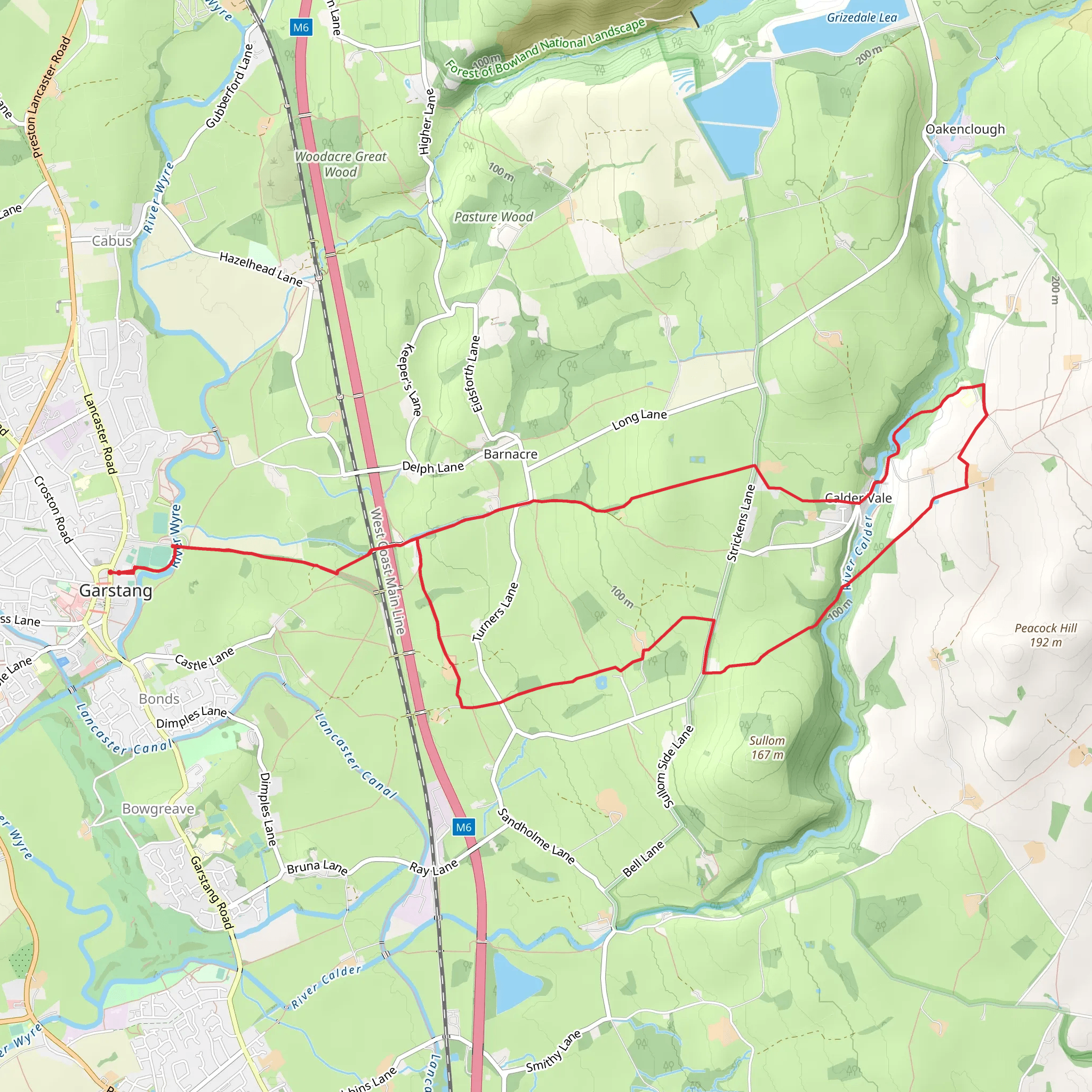 Garstang to Caldervale Loop mobile static map
