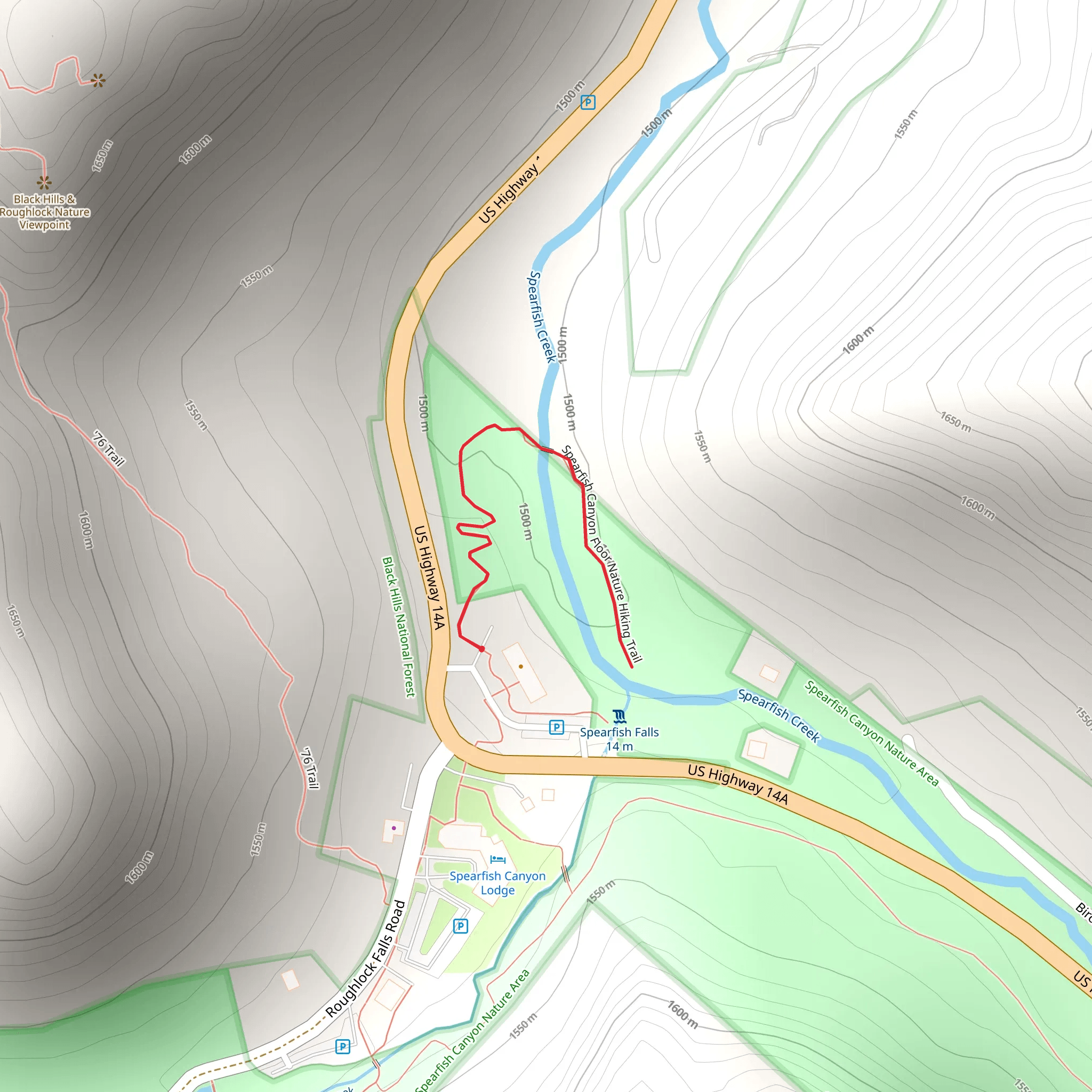 Spearfish Canyon Floor Nature Hiking Trail mobile static map
