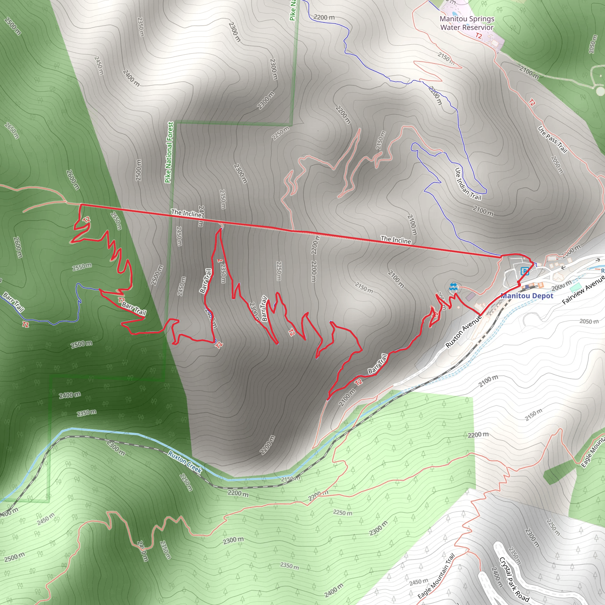 The Incline and Barr Loop Trail mobile static map