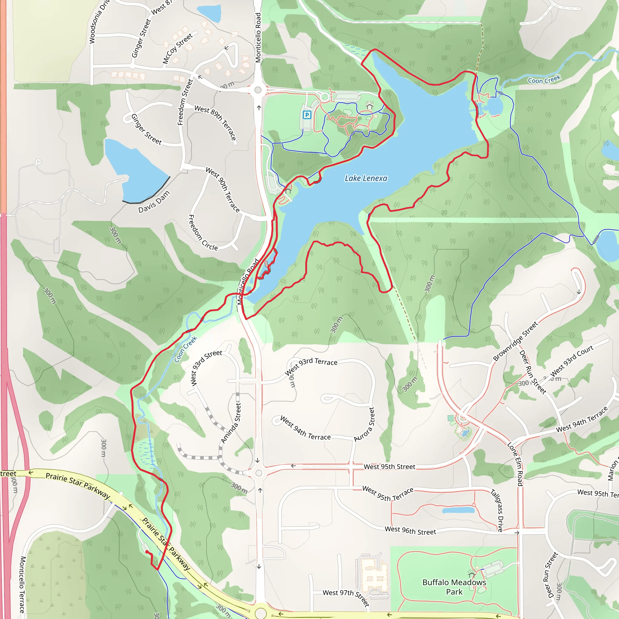 Lake Lenexa Loop via Coon Creek mobile static map