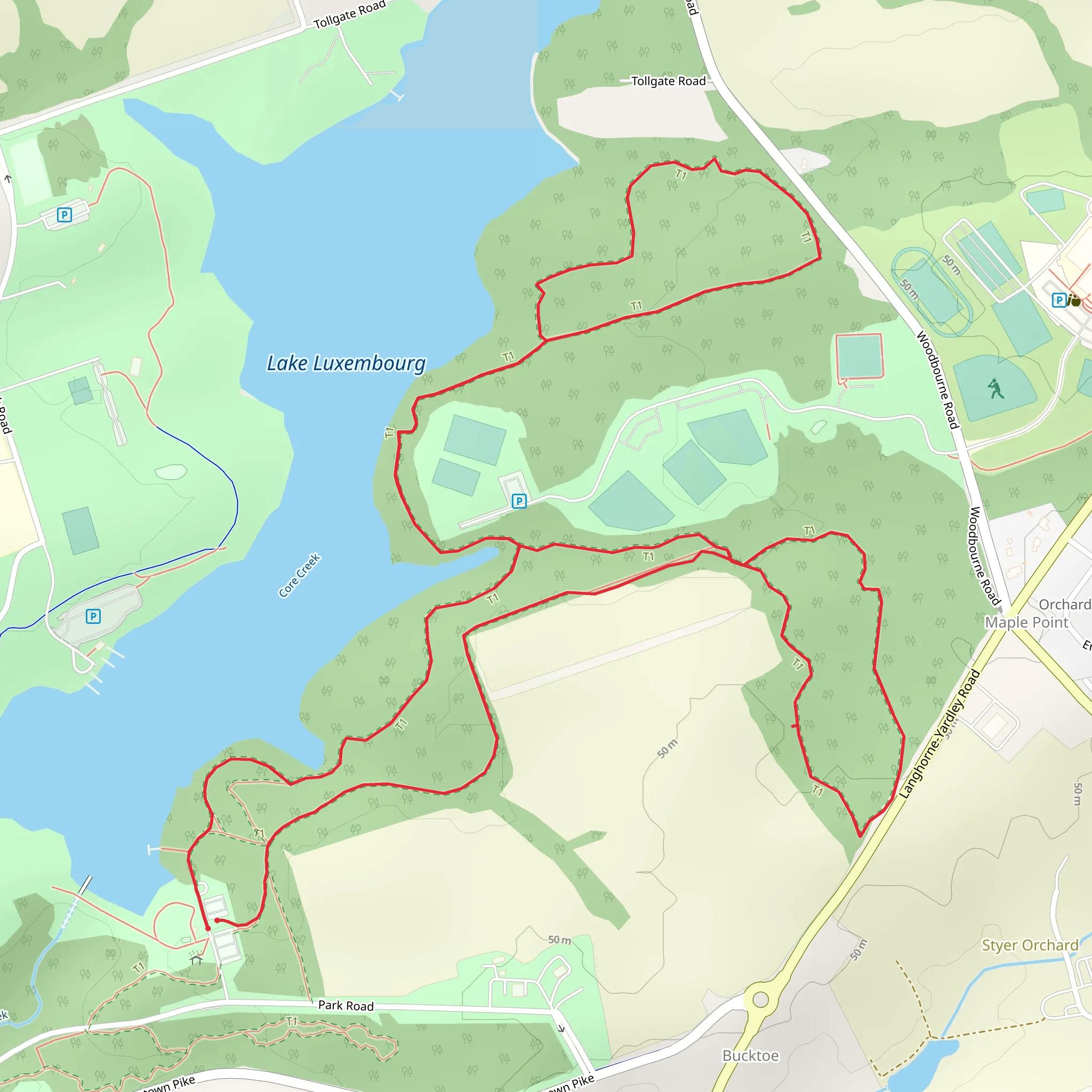 Lake Luxembourg East Loop Trail mobile static map