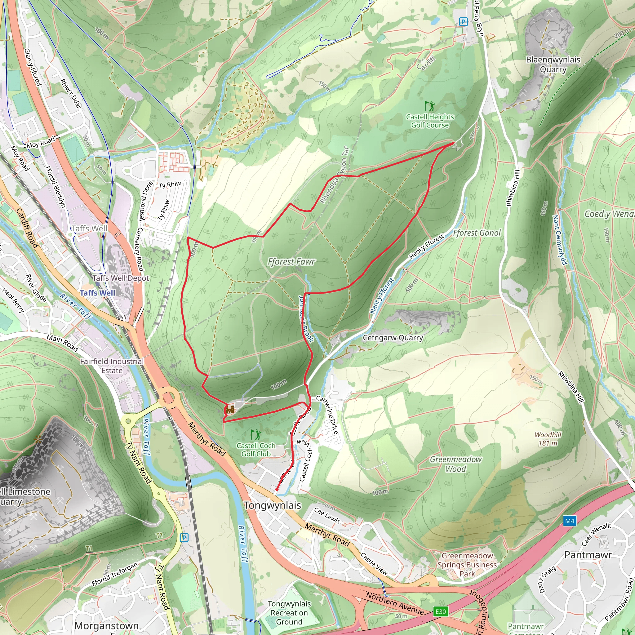 Castle Coch Loop mobile static map