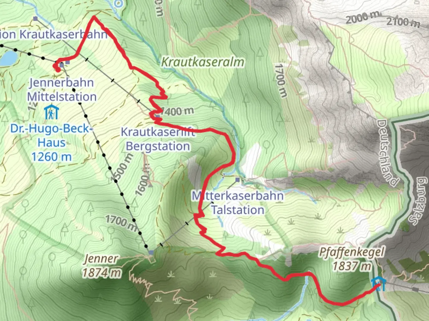 An image depicting the trail Carl-von-Stahl-Haus Walk from Halbzeit and its surrounding area.