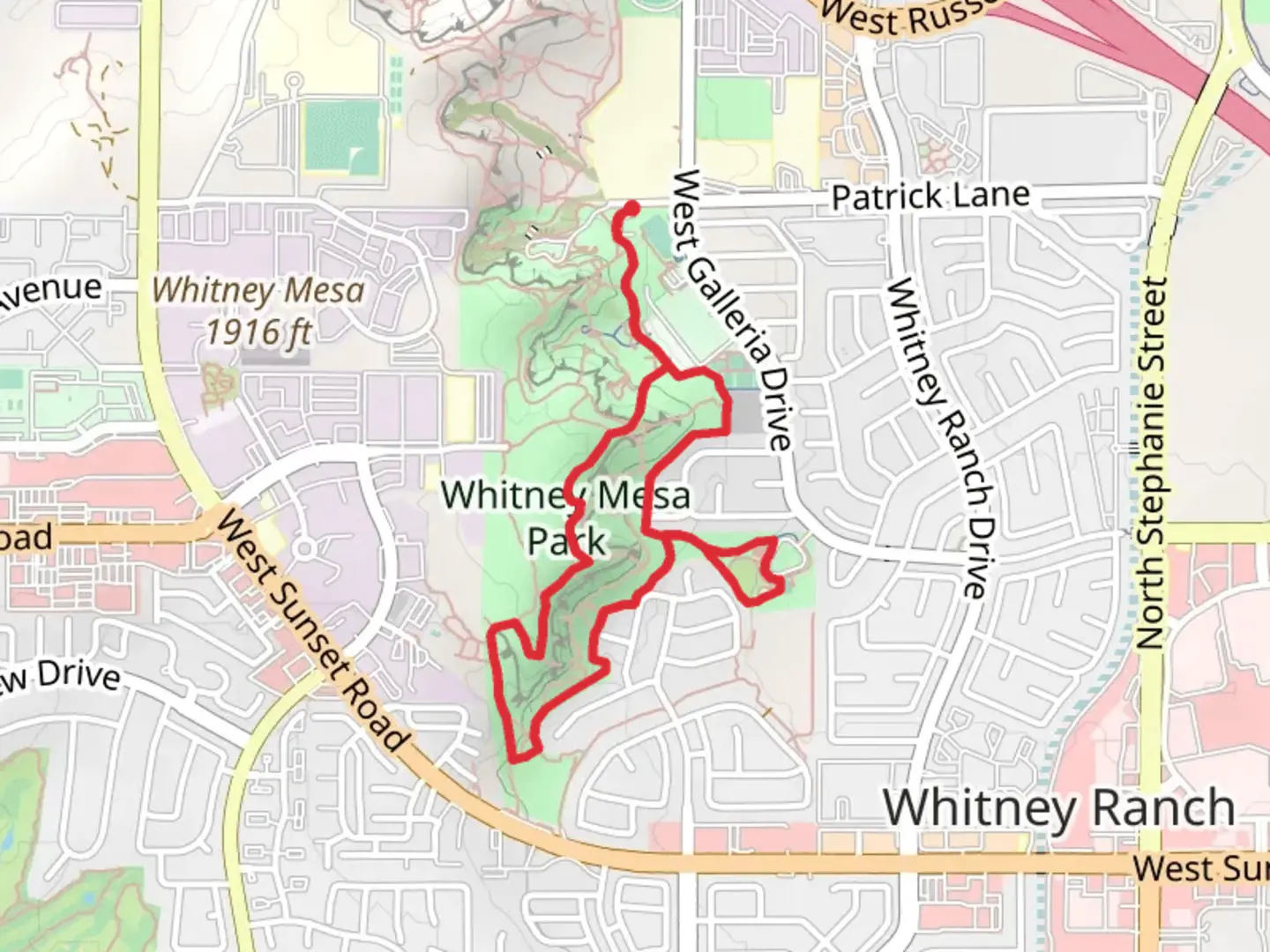 An image depicting the trail Whitney Mesa Hiking Loop Trail and its surrounding area.
