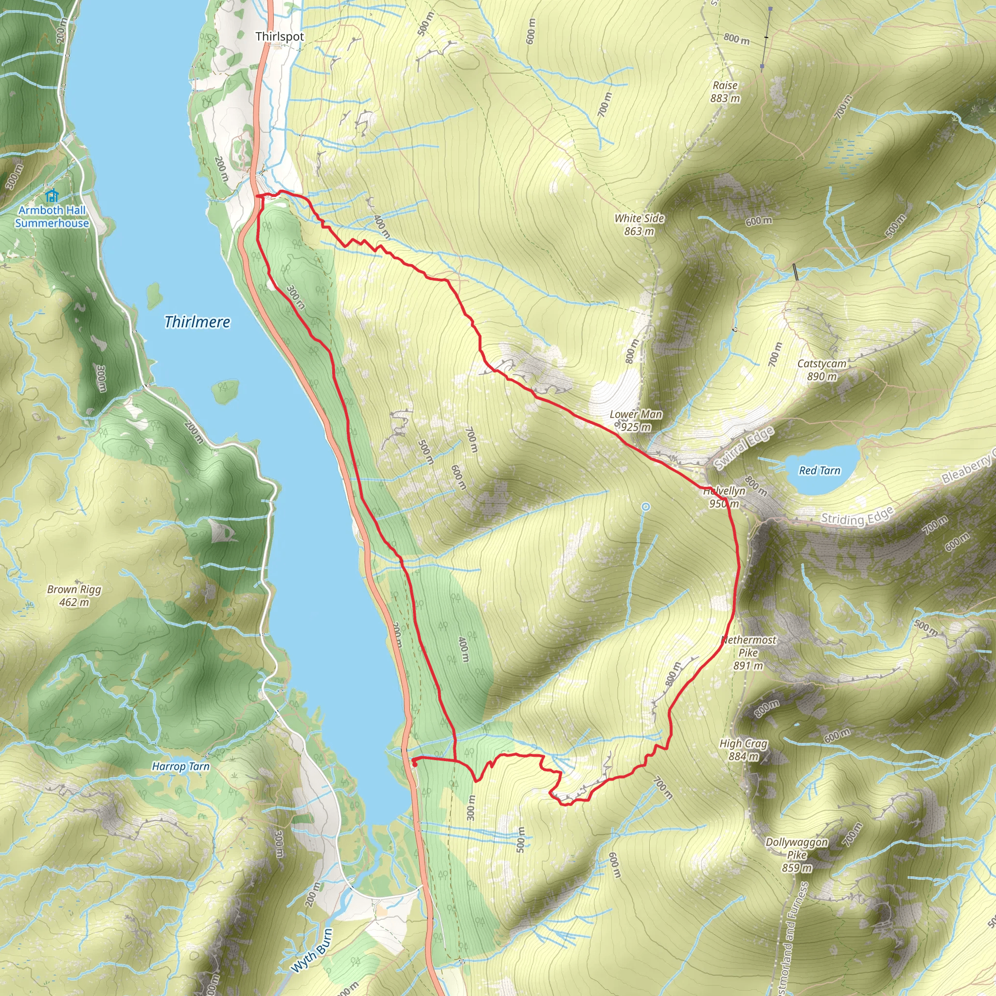 Helvellyn, Highpark Wood and Straining well Loop mobile static map