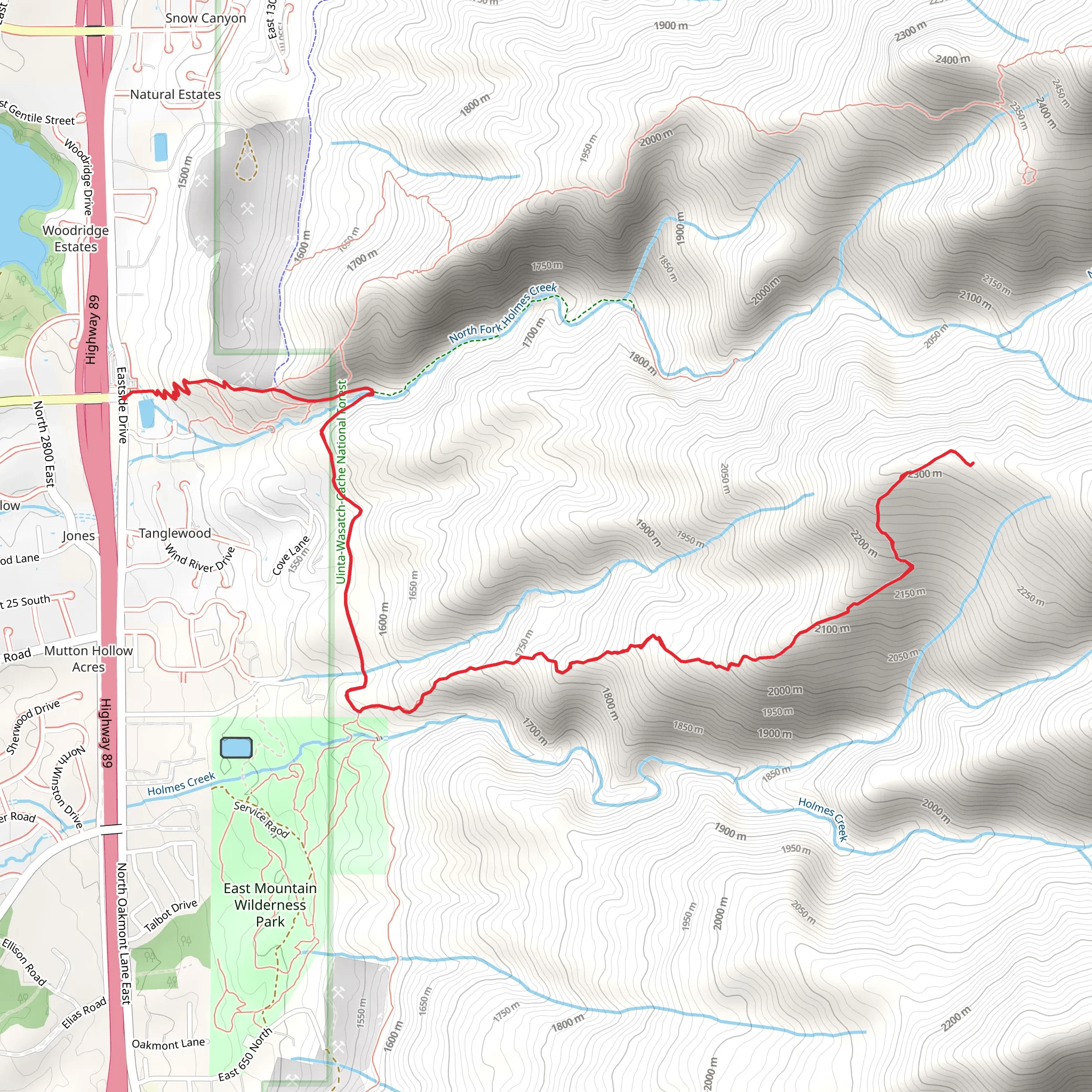 Adams Canyon Trail and Web Canyon Trail mobile static map
